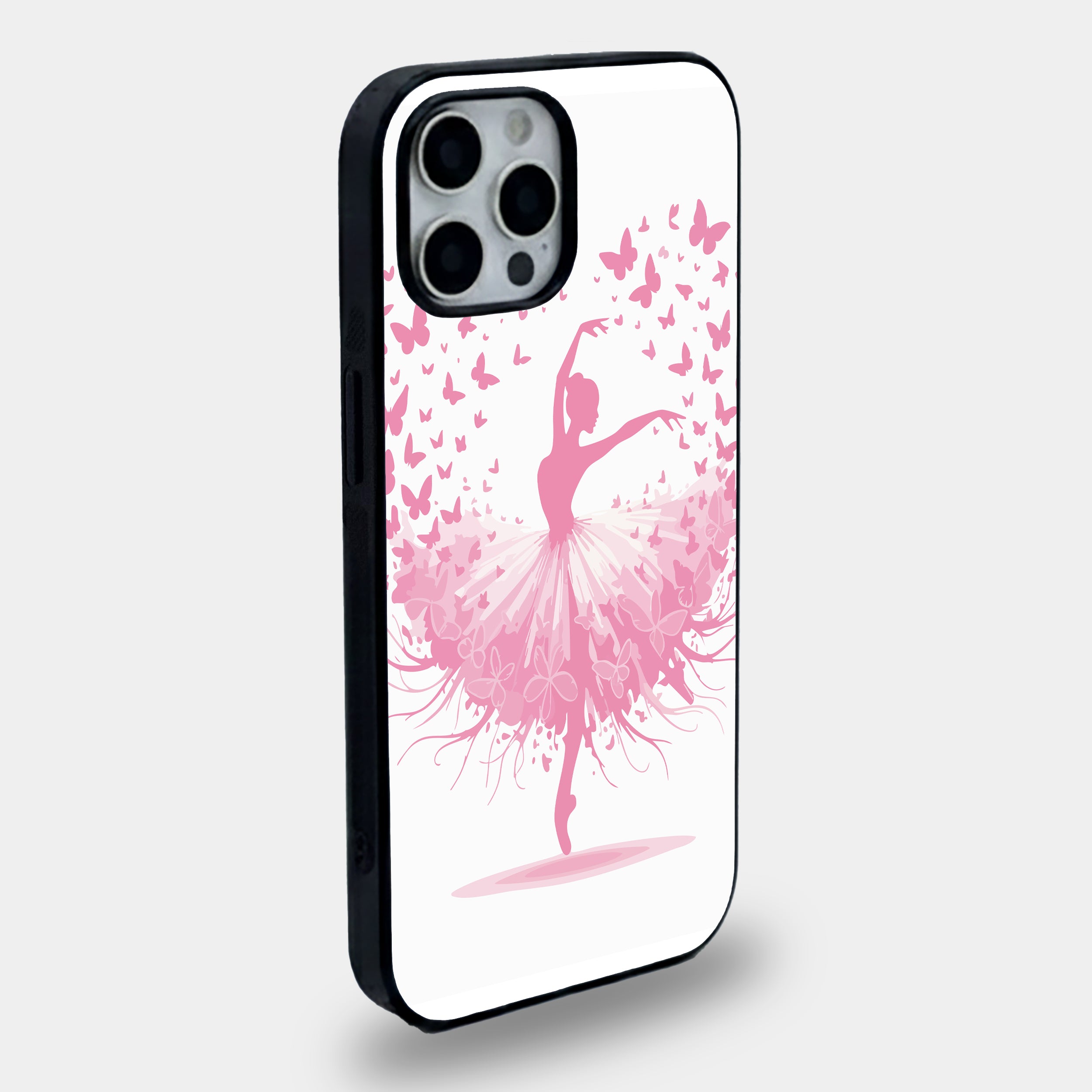 Pink Butterfly Ballerina Silhouette | Premium Glass iPhone Mobile Cover Case
