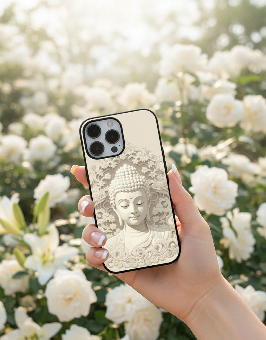 Divine Serenity Buddha | Premium Glass iPhone & Samsung Mobile Cover Case