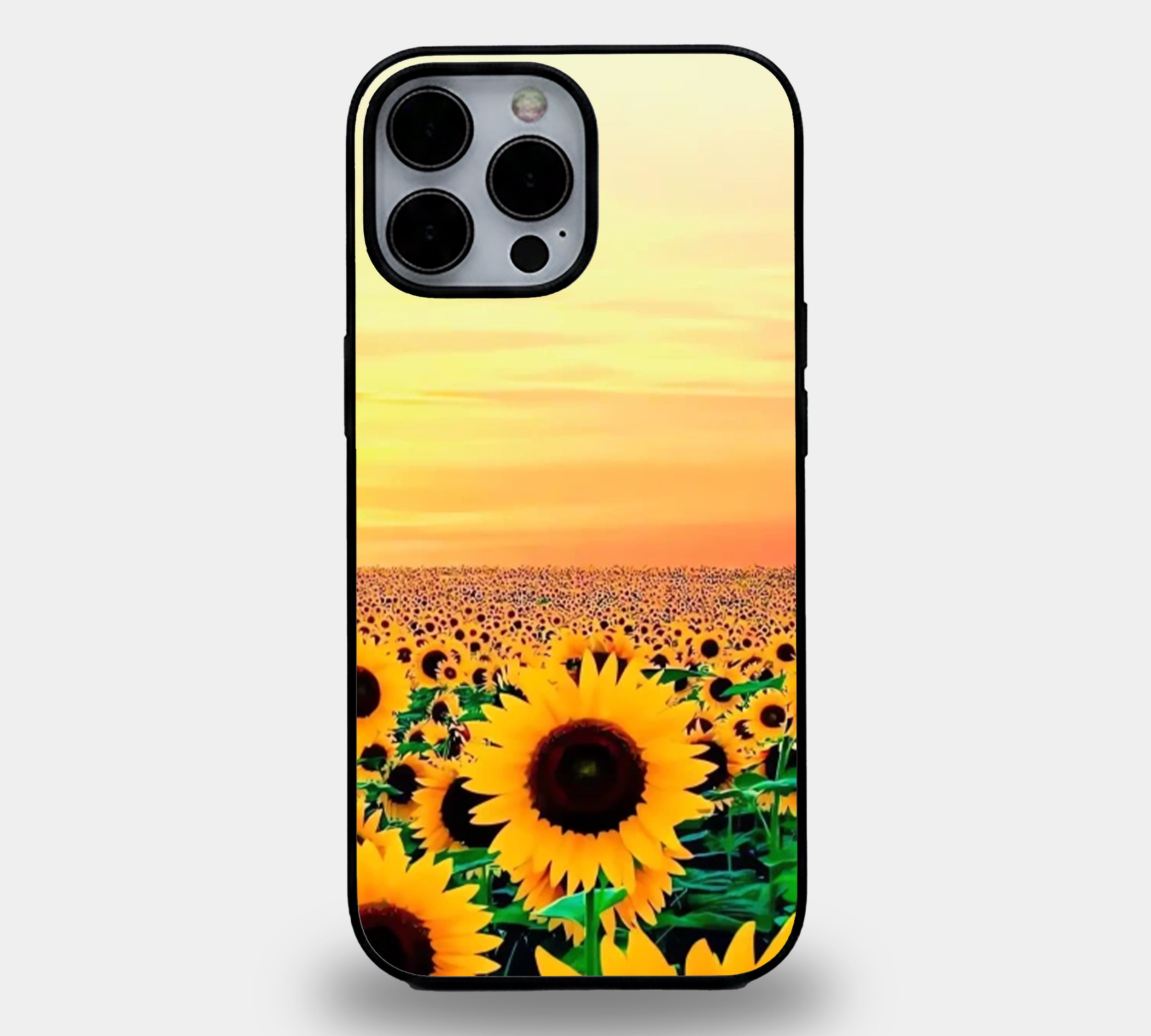 Golden Hour Sunflower Field | Premium Glass iPhone & Samsung Mobile Cover Case