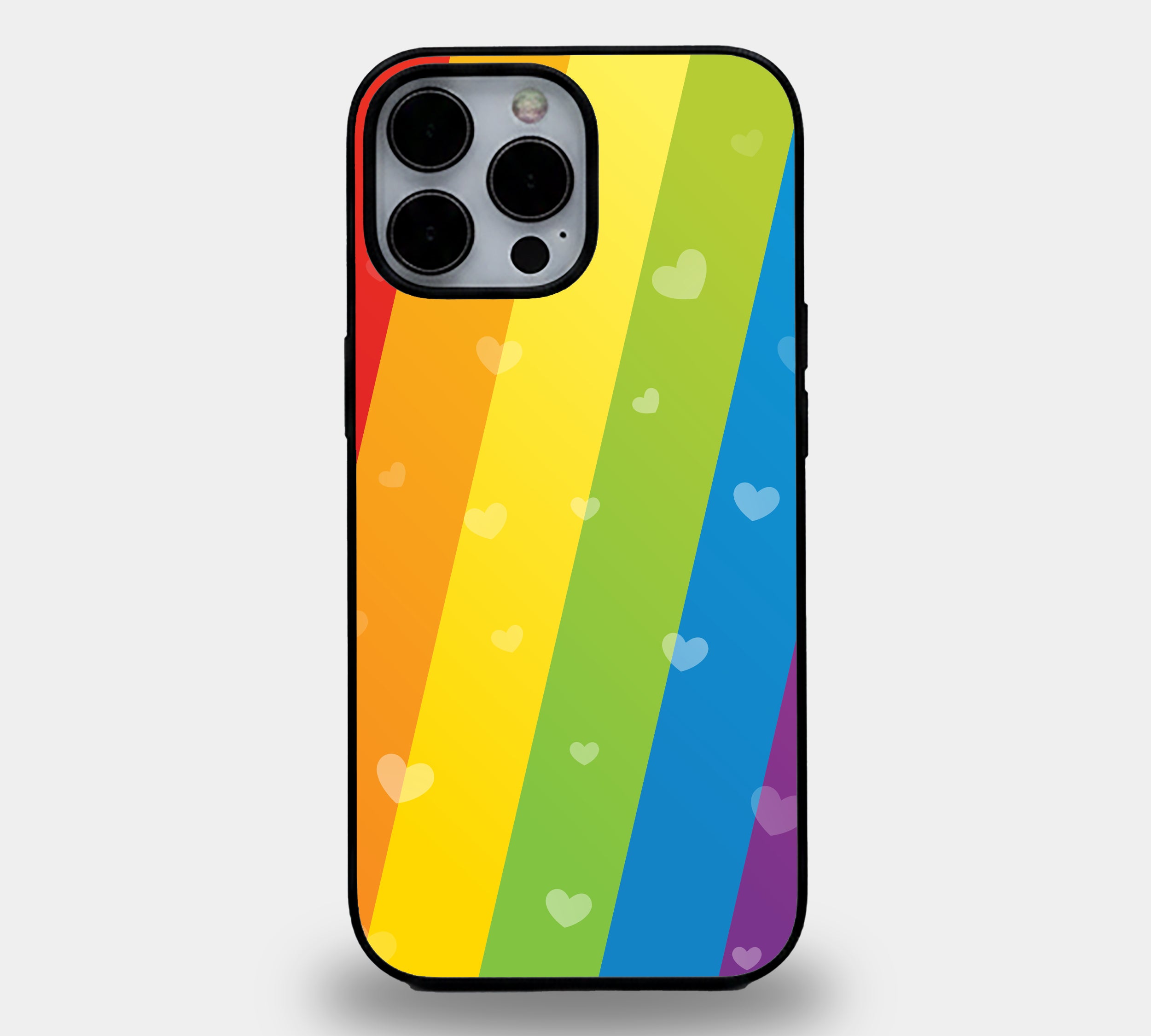 Rainbow Hearts | Premium Glass iPhone Mobile Cover Case