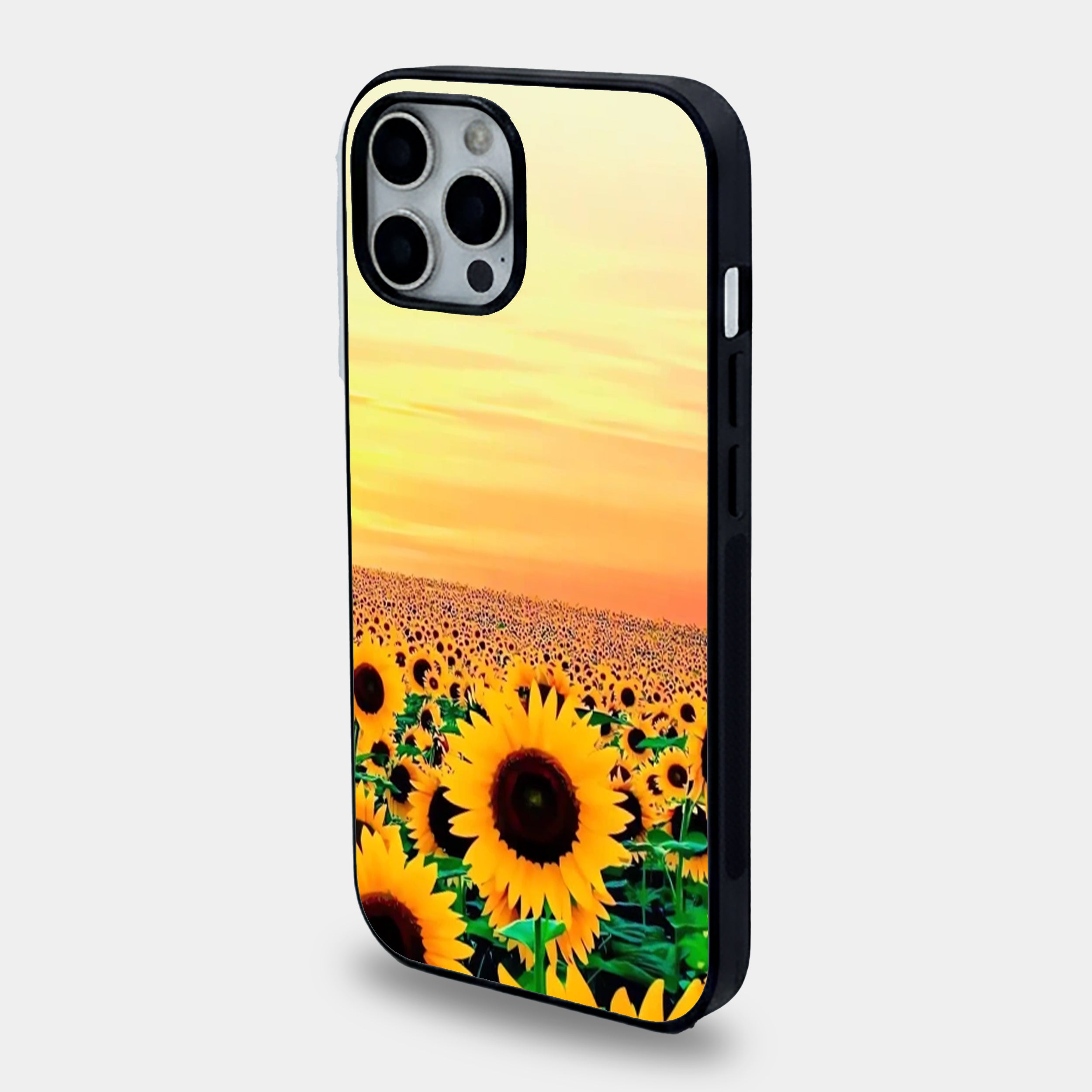 Golden Hour Sunflower Field | Premium Glass iPhone & Samsung Mobile Cover Case