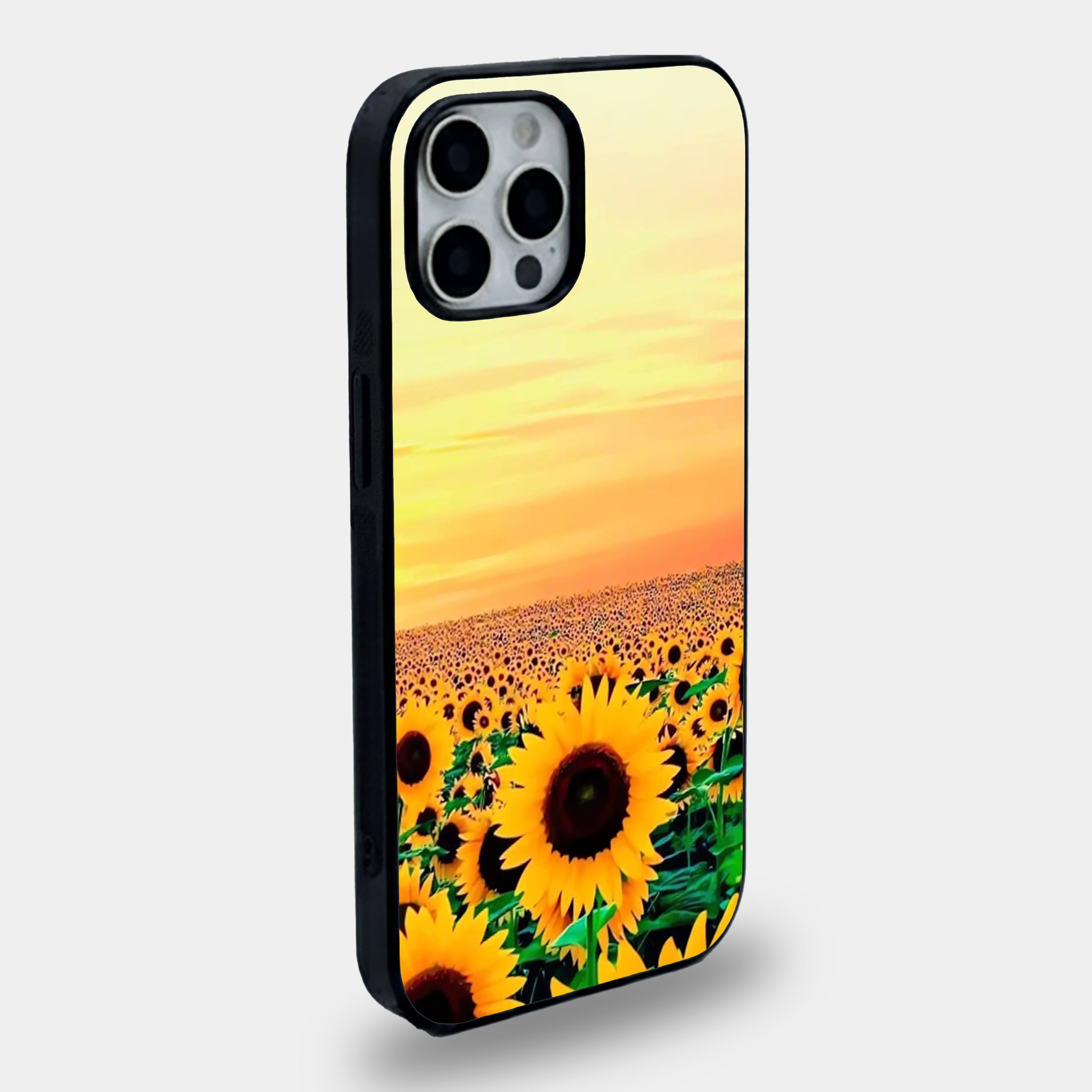 Golden Hour Sunflower Field | Premium Glass iPhone & Samsung Mobile Cover Case