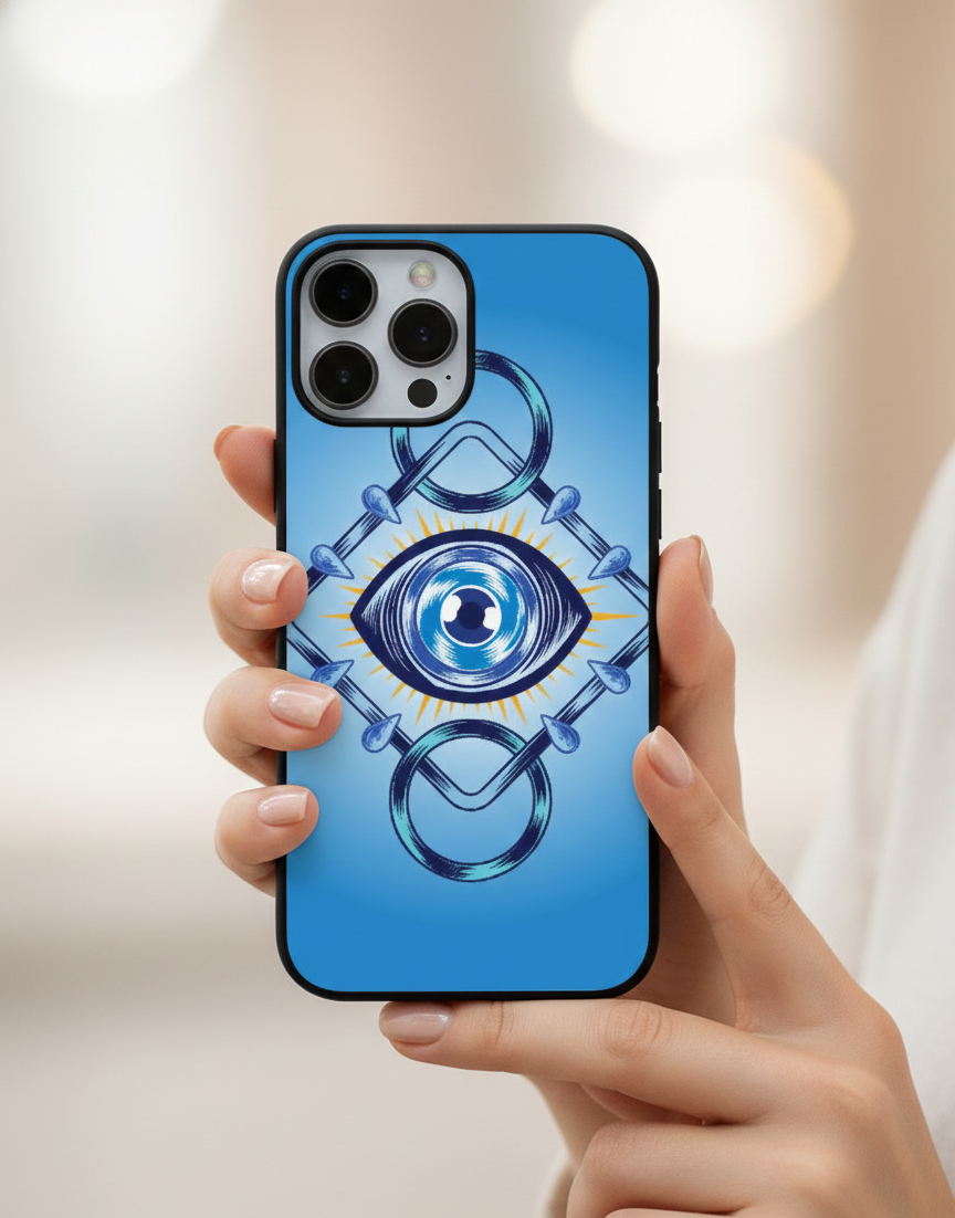 Modern Evil Eye Mystic Blue | Premium Glass iPhone Mobile Cover Case