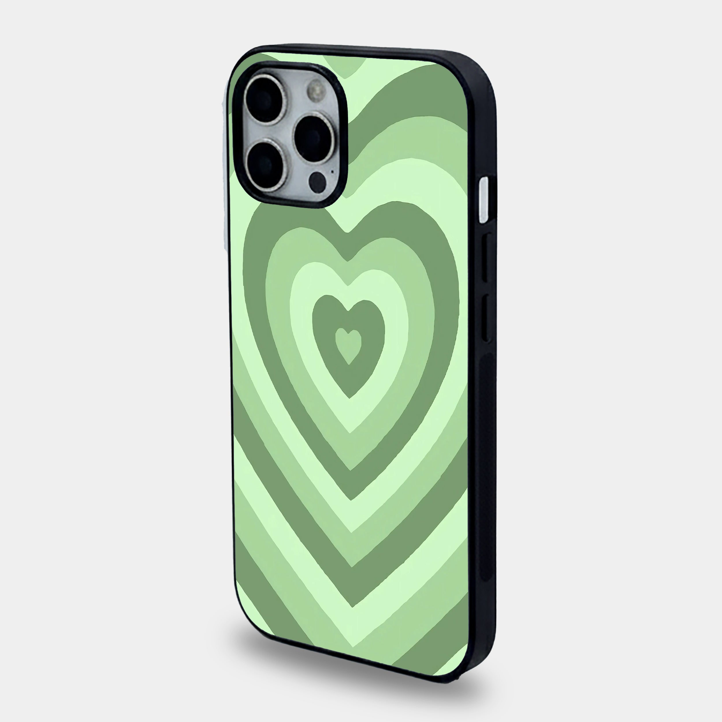 Sage Green Radiating Heart | Premium Glass iPhone & Samsung Mobile Cover Case