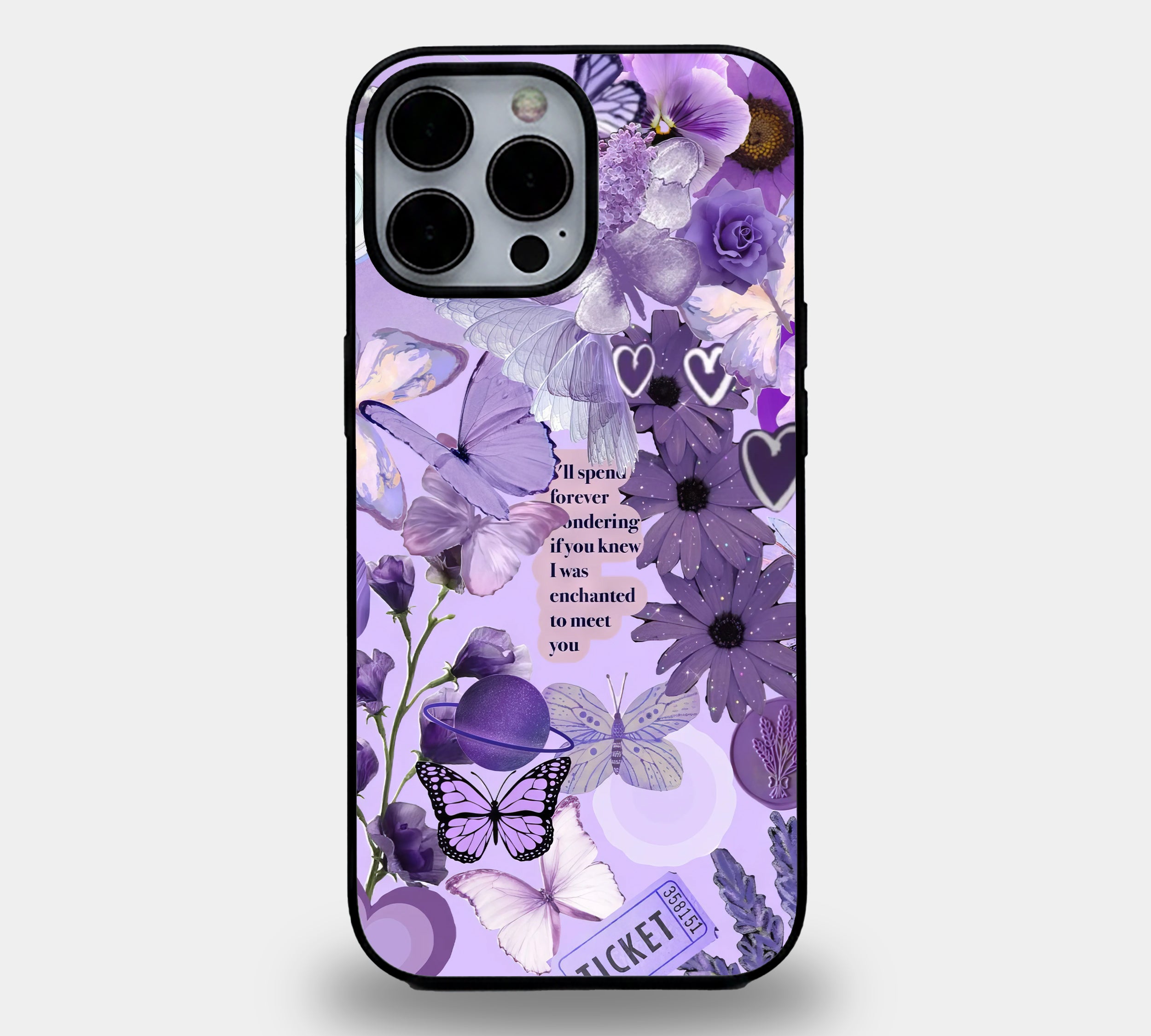 Lavender Floral Butterfly Collage | Premium Glass iPhone & Samsung Mobile Cover Case