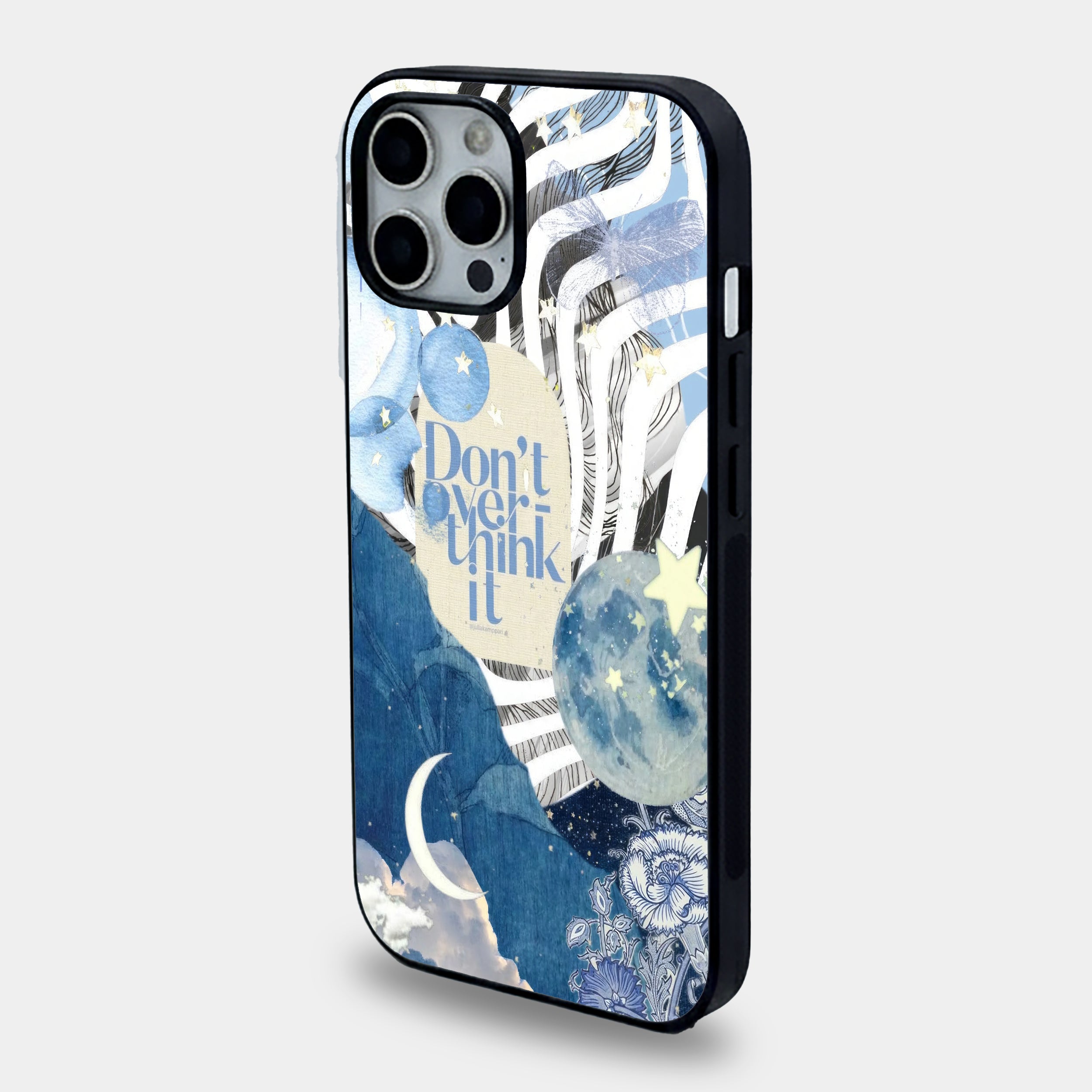"Don't Overthink It" Celestial Collage | Premium Glass iPhone & Samsung Mobile Cover Case