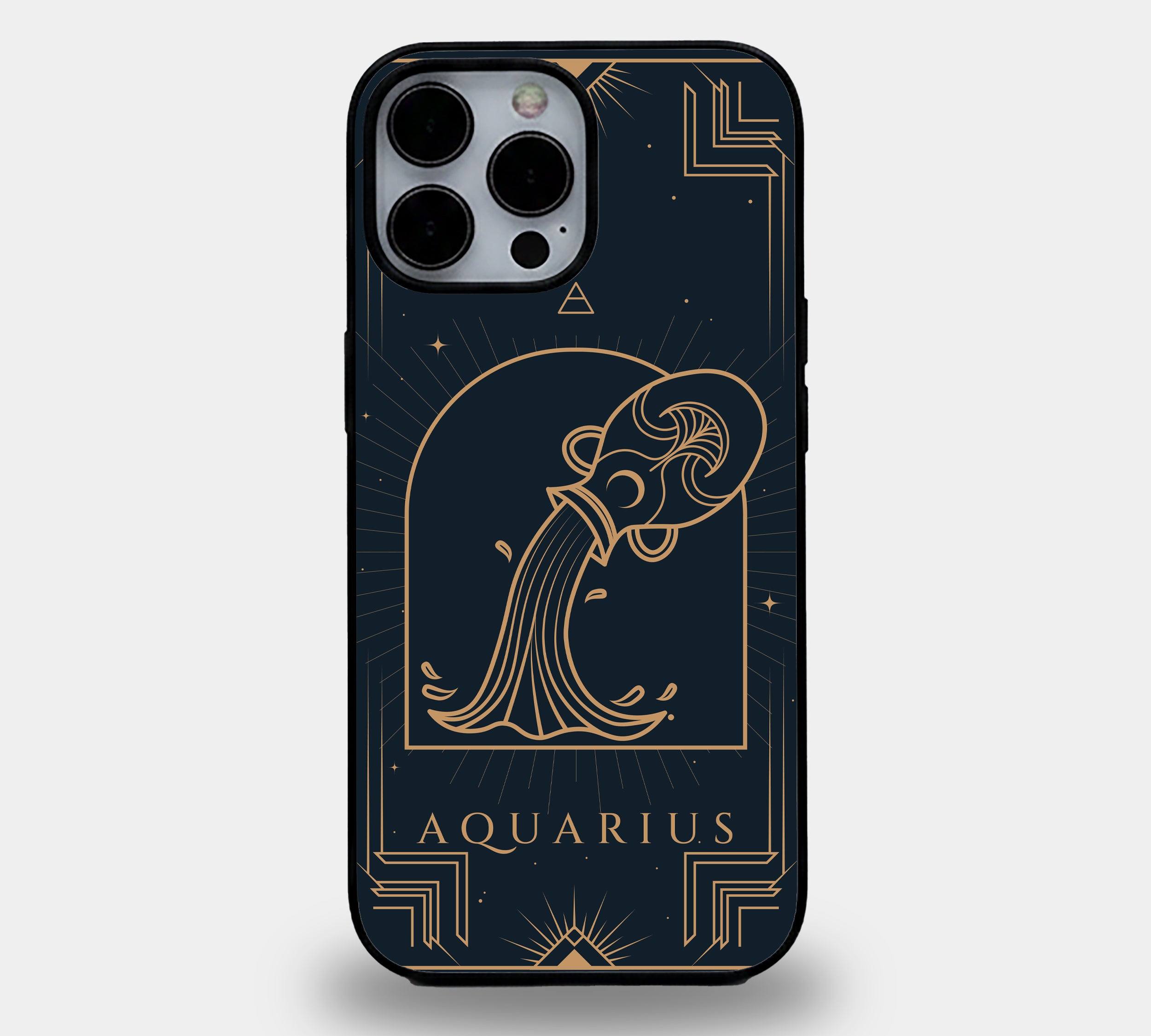 Celestial Aquarius Gold Line Art | Premium Glass iPhone Mobile Cover Case