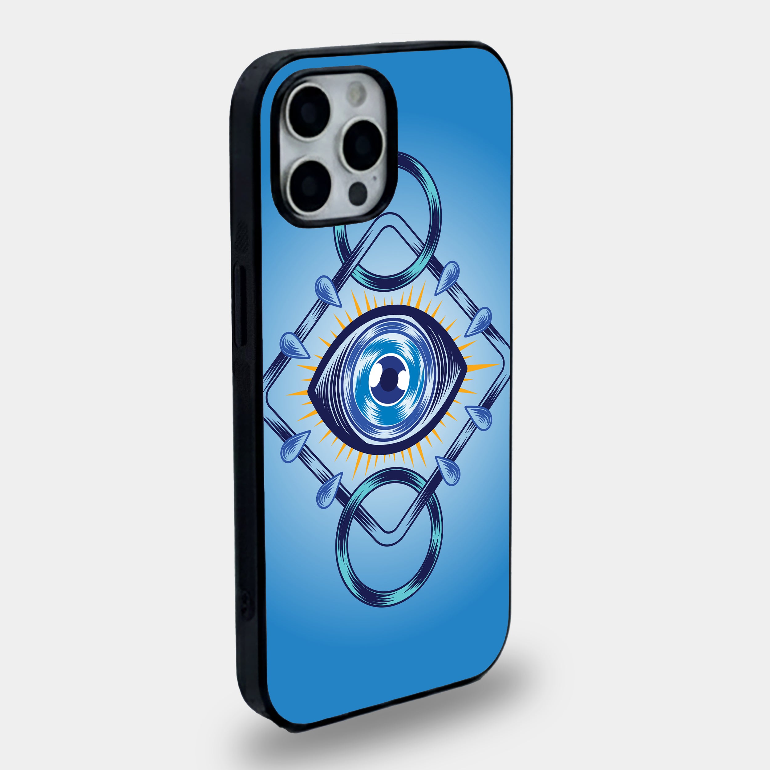 Modern Evil Eye Mystic Blue | Premium Glass iPhone Mobile Cover Case