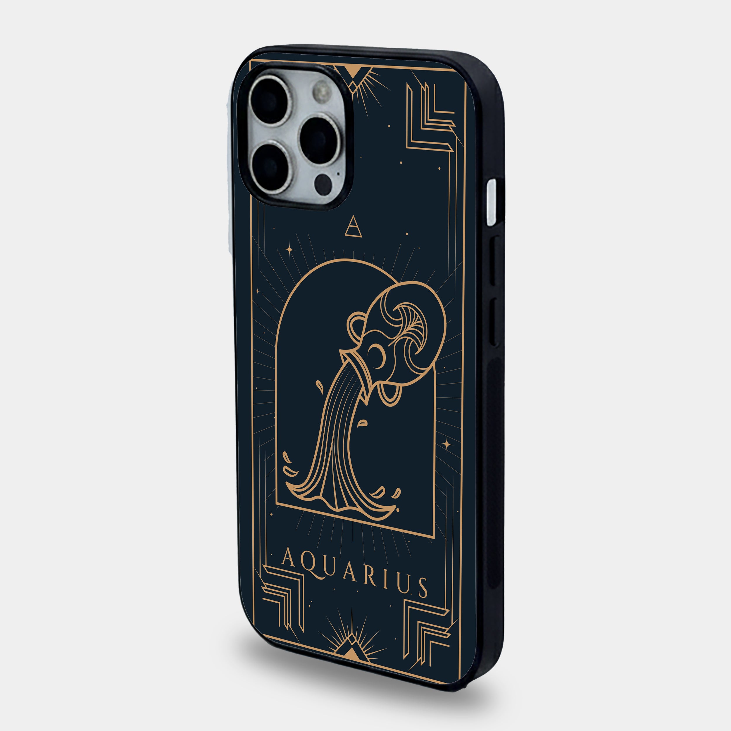 Celestial Aquarius Gold Line Art | Premium Glass iPhone Mobile Cover Case