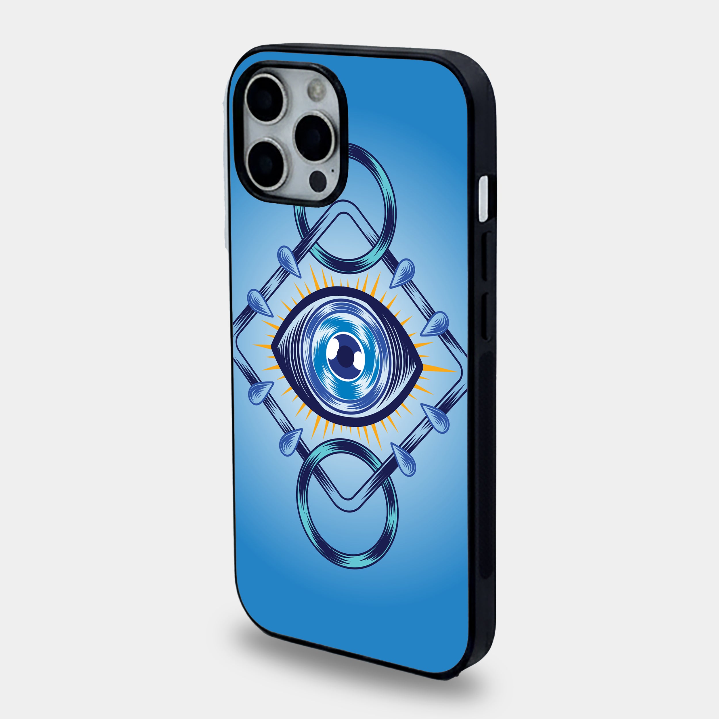Modern Evil Eye Mystic Blue | Premium Glass iPhone Mobile Cover Case