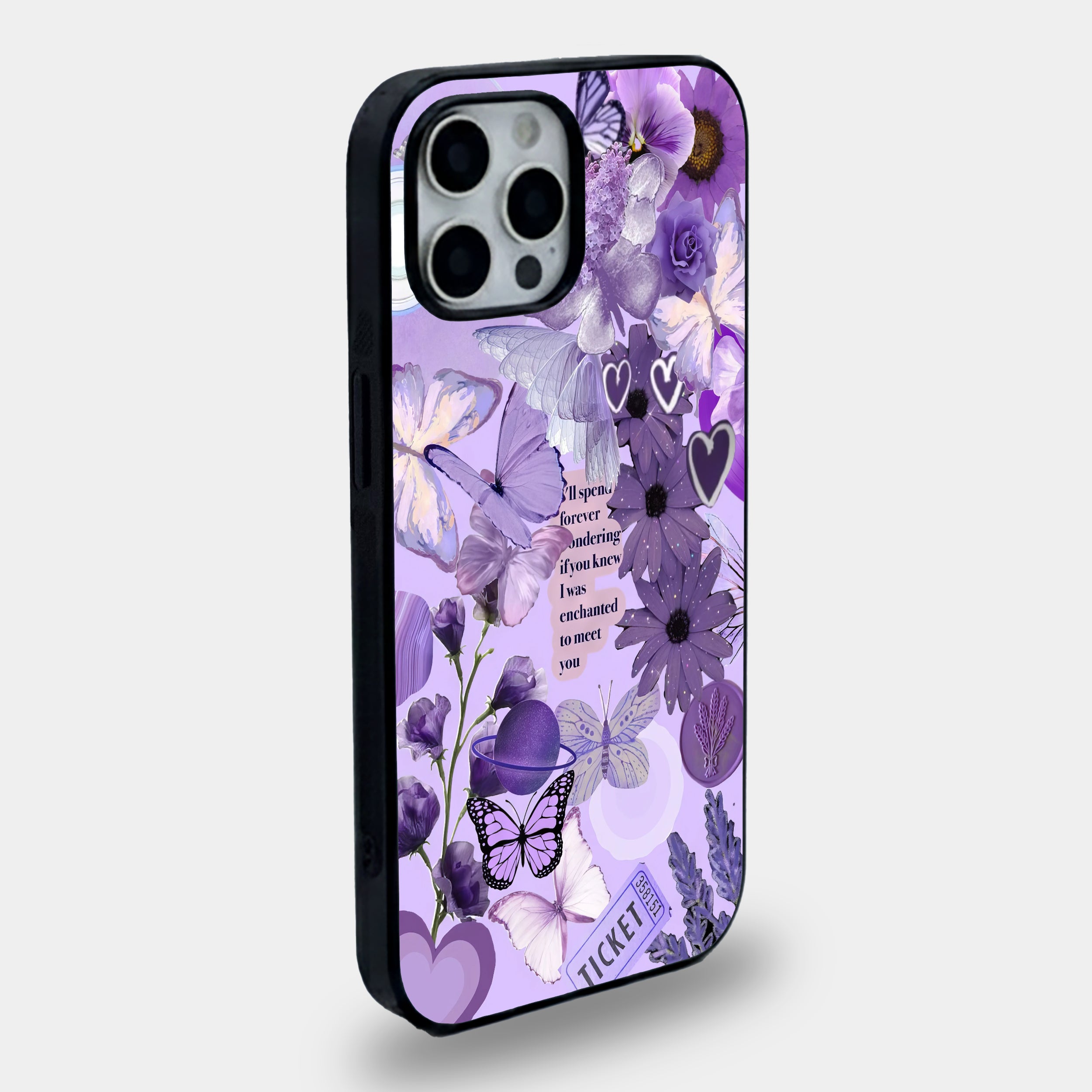 Lavender Floral Butterfly Collage | Premium Glass iPhone & Samsung Mobile Cover Case