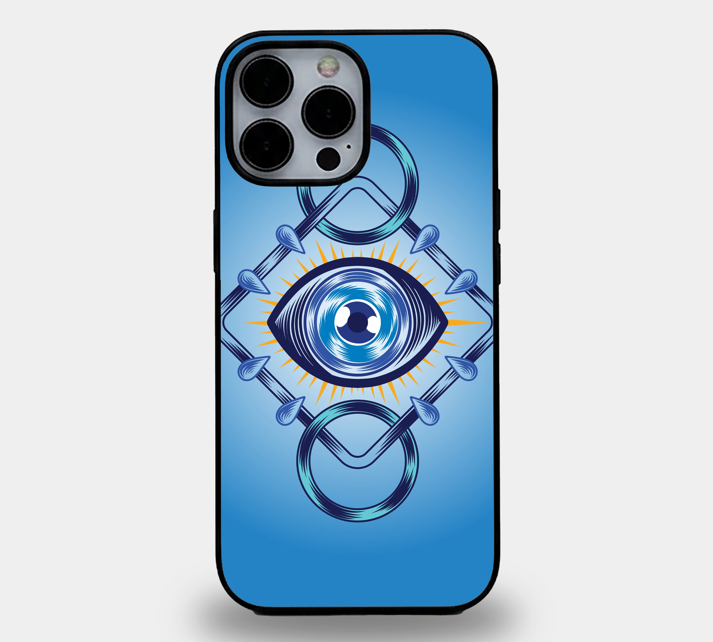 Modern Evil Eye Mystic Blue | Premium Glass iPhone Mobile Cover Case