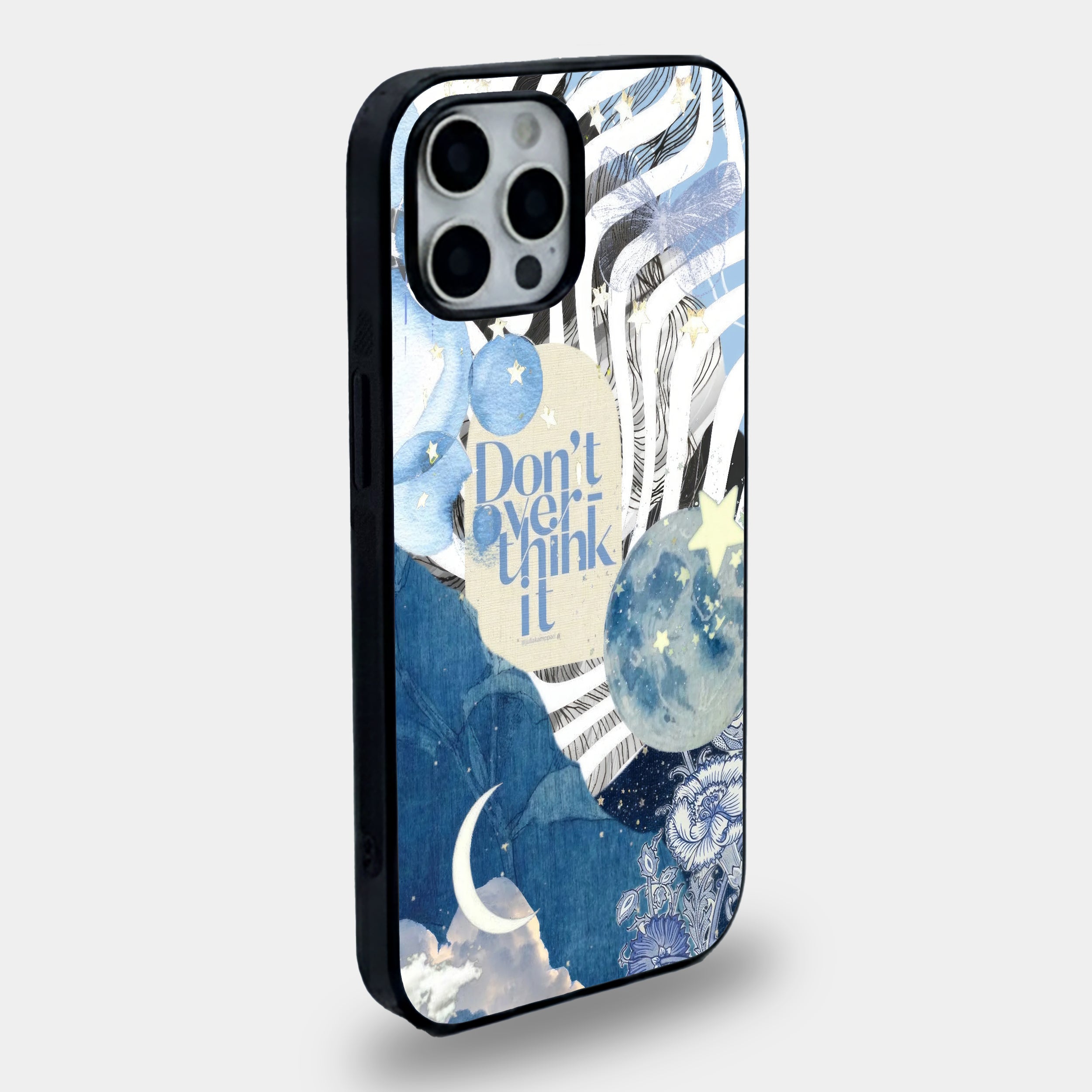 "Don't Overthink It" Celestial Collage | Premium Glass iPhone & Samsung Mobile Cover Case