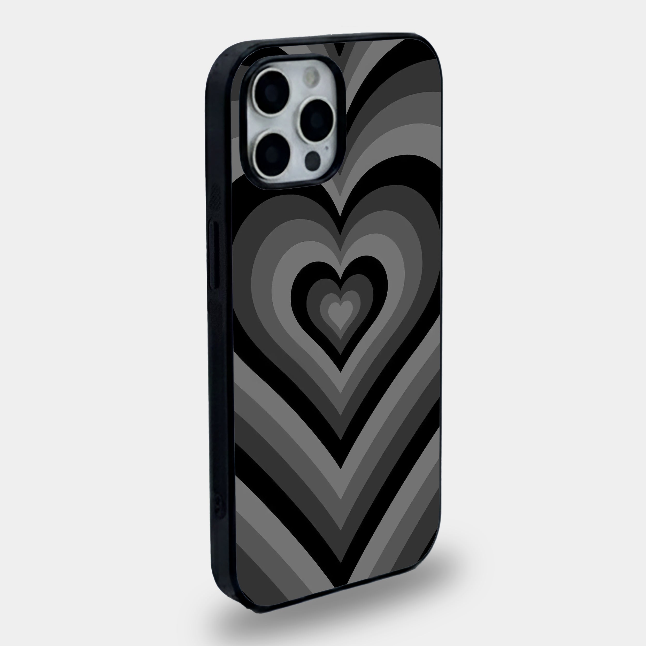 Monochrome Layered Heart Swirl | Premium Glass iPhone & Samsung Mobile Cover Case