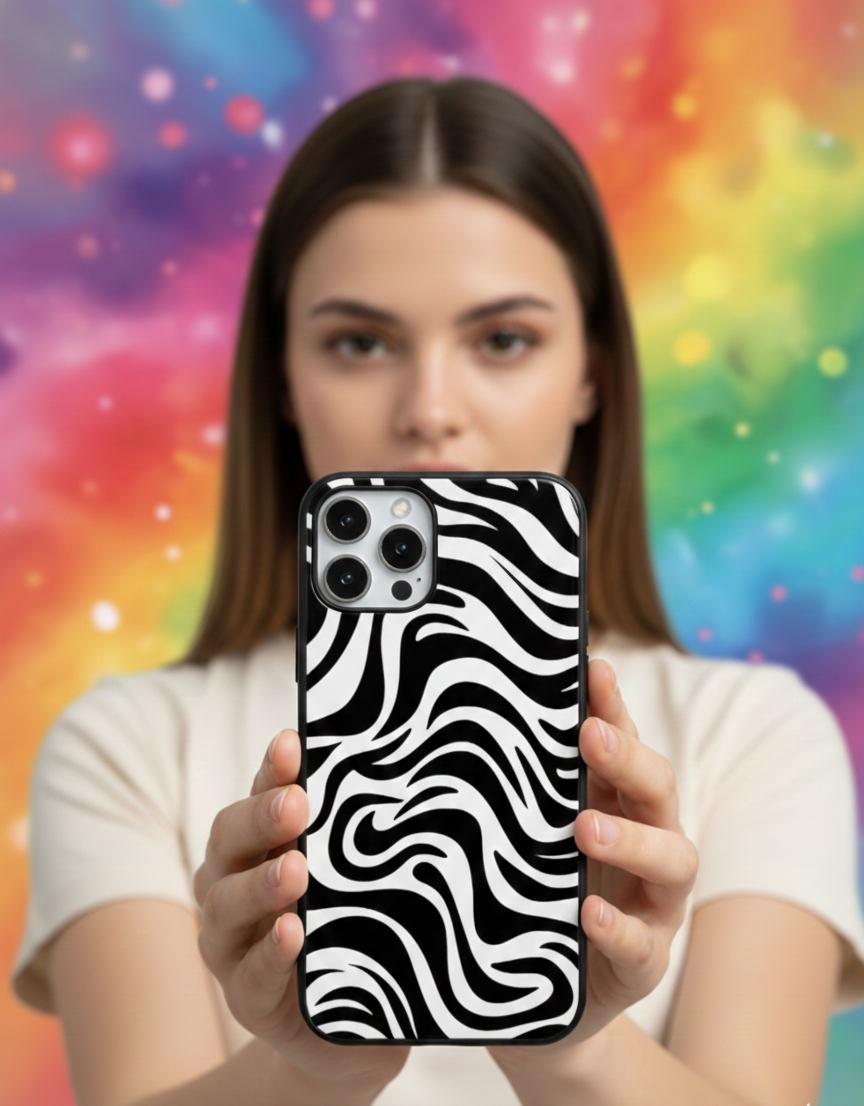 Wavy Groovy Zebra Print | Premium Glass iPhone Mobile Cover Case