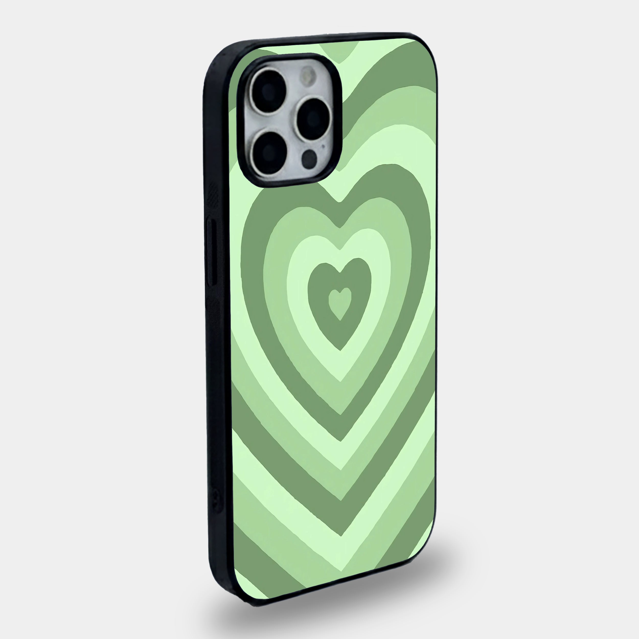 Sage Green Radiating Heart | Premium Glass iPhone & Samsung Mobile Cover Case