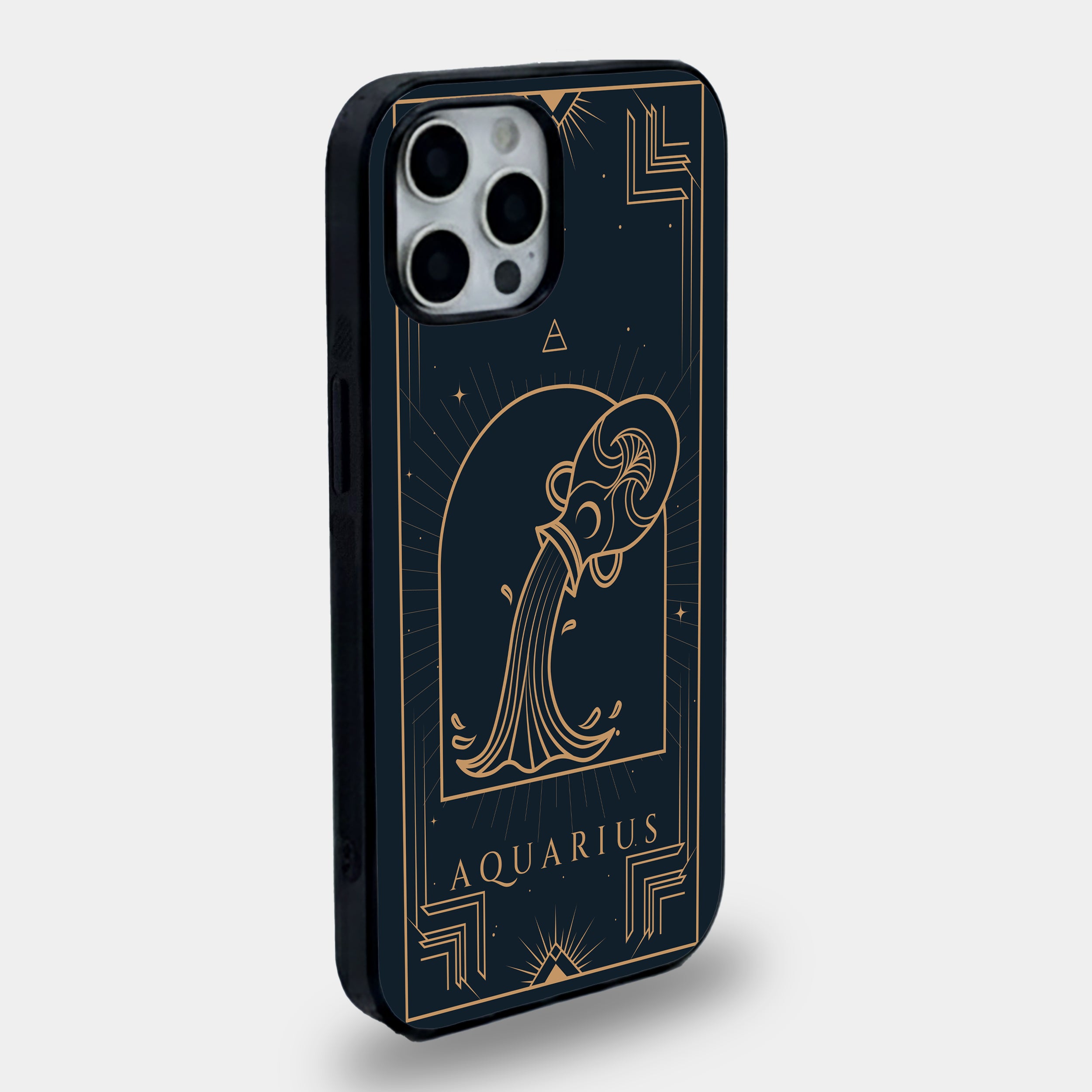 Celestial Aquarius Gold Line Art | Premium Glass iPhone Mobile Cover Case
