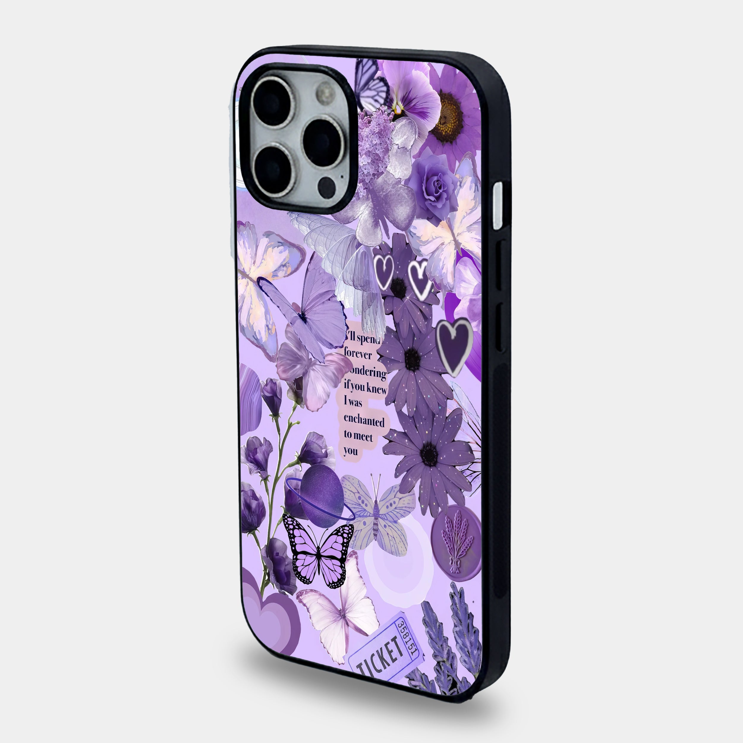 Lavender Floral Butterfly Collage | Premium Glass iPhone & Samsung Mobile Cover Case