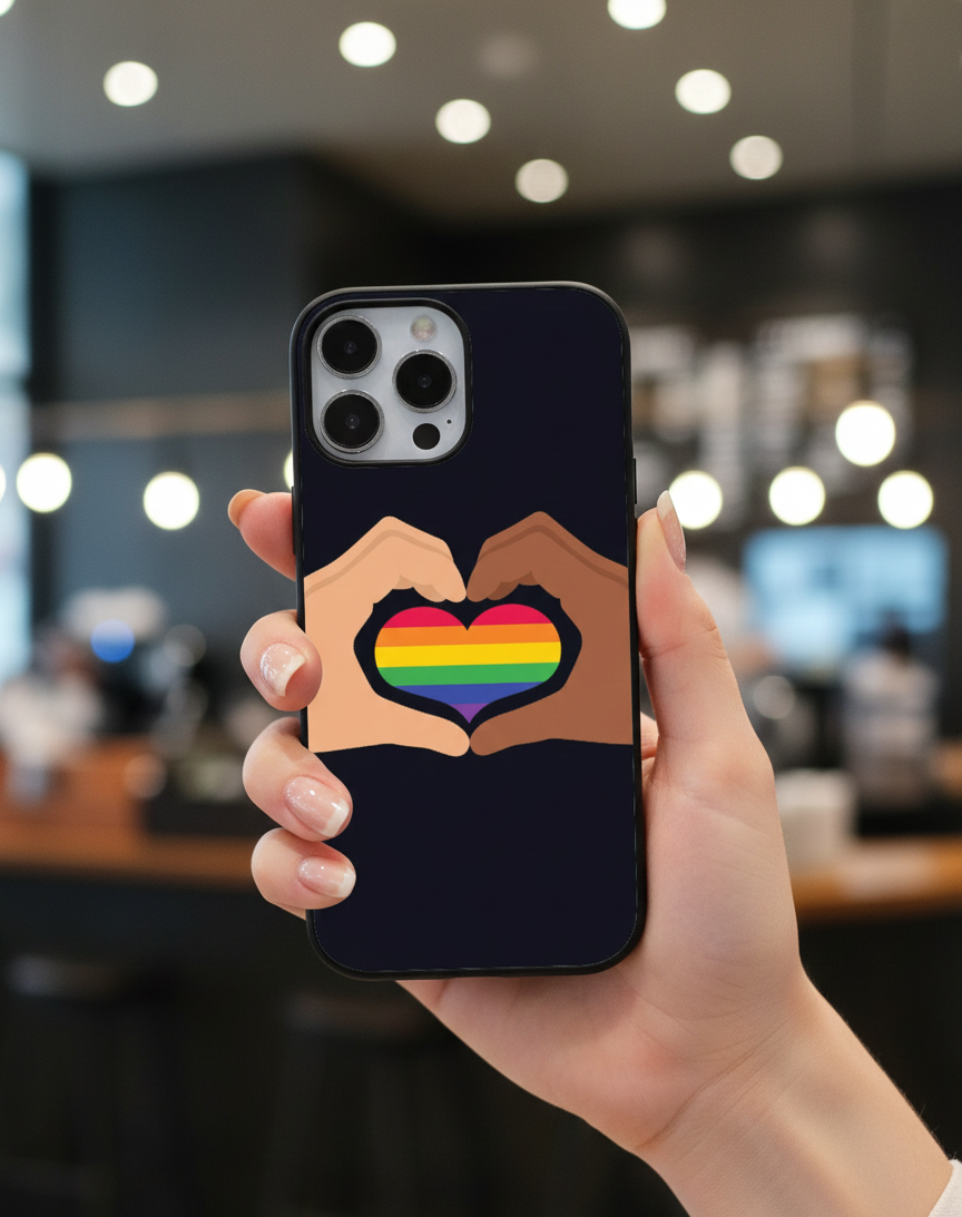 Inclusive Pride Heart Hands | Premium Glass iPhone & Samsung Mobile Cover Case