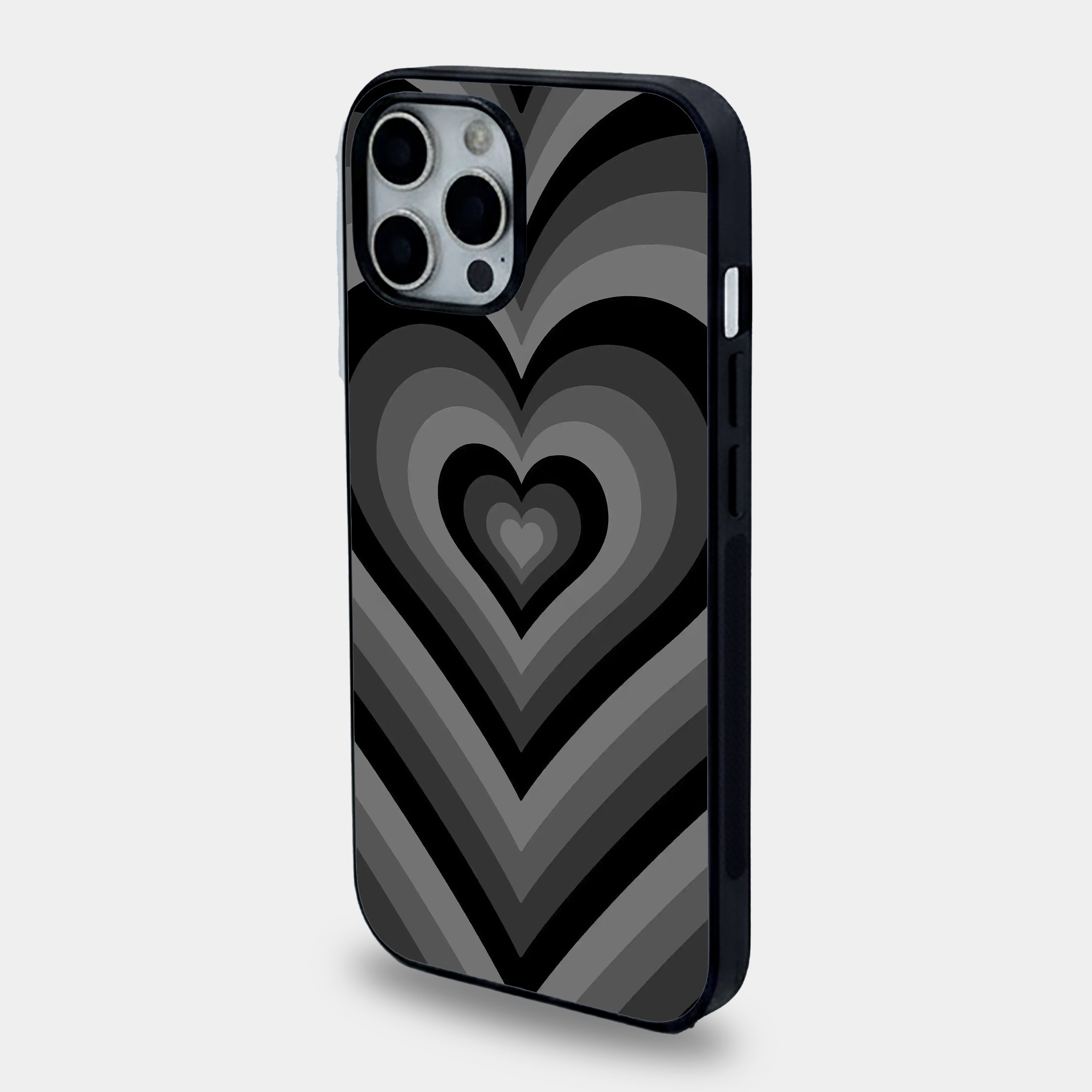 Monochrome Layered Heart Swirl | Premium Glass iPhone & Samsung Mobile Cover Case