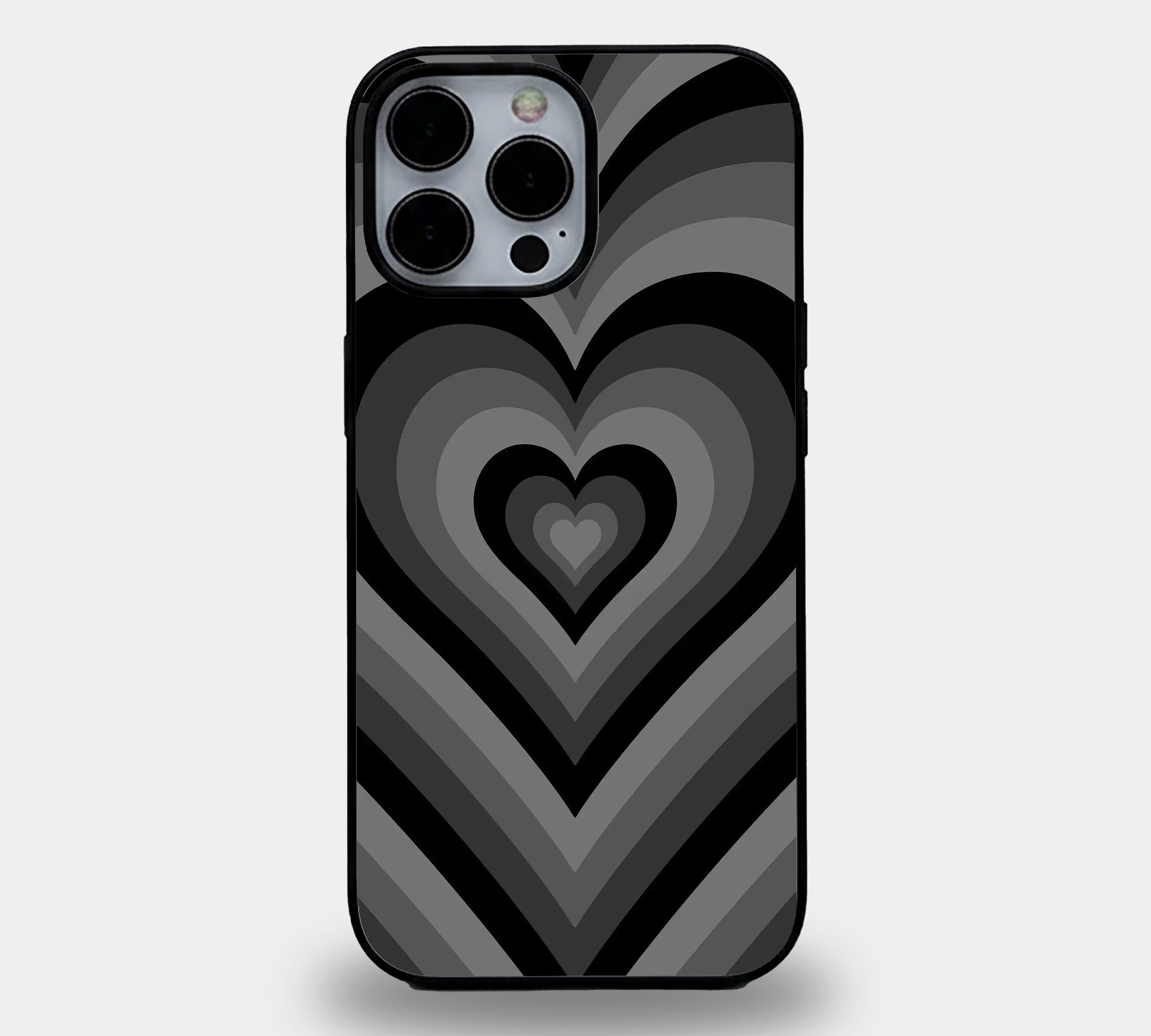 Monochrome Layered Heart Swirl | Premium Glass iPhone & Samsung Mobile Cover Case