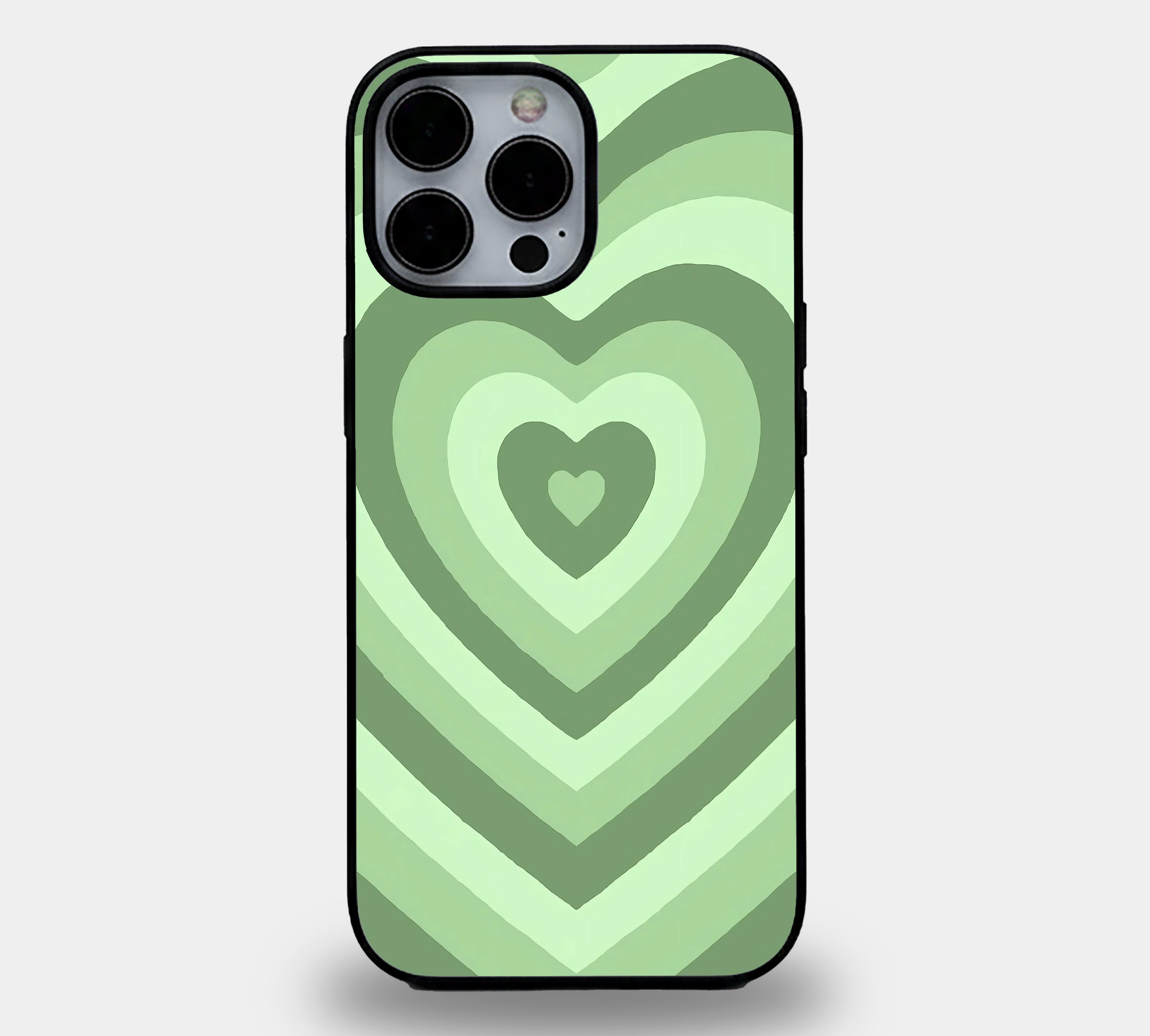 Sage Green Radiating Heart | Premium Glass iPhone & Samsung Mobile Cover Case