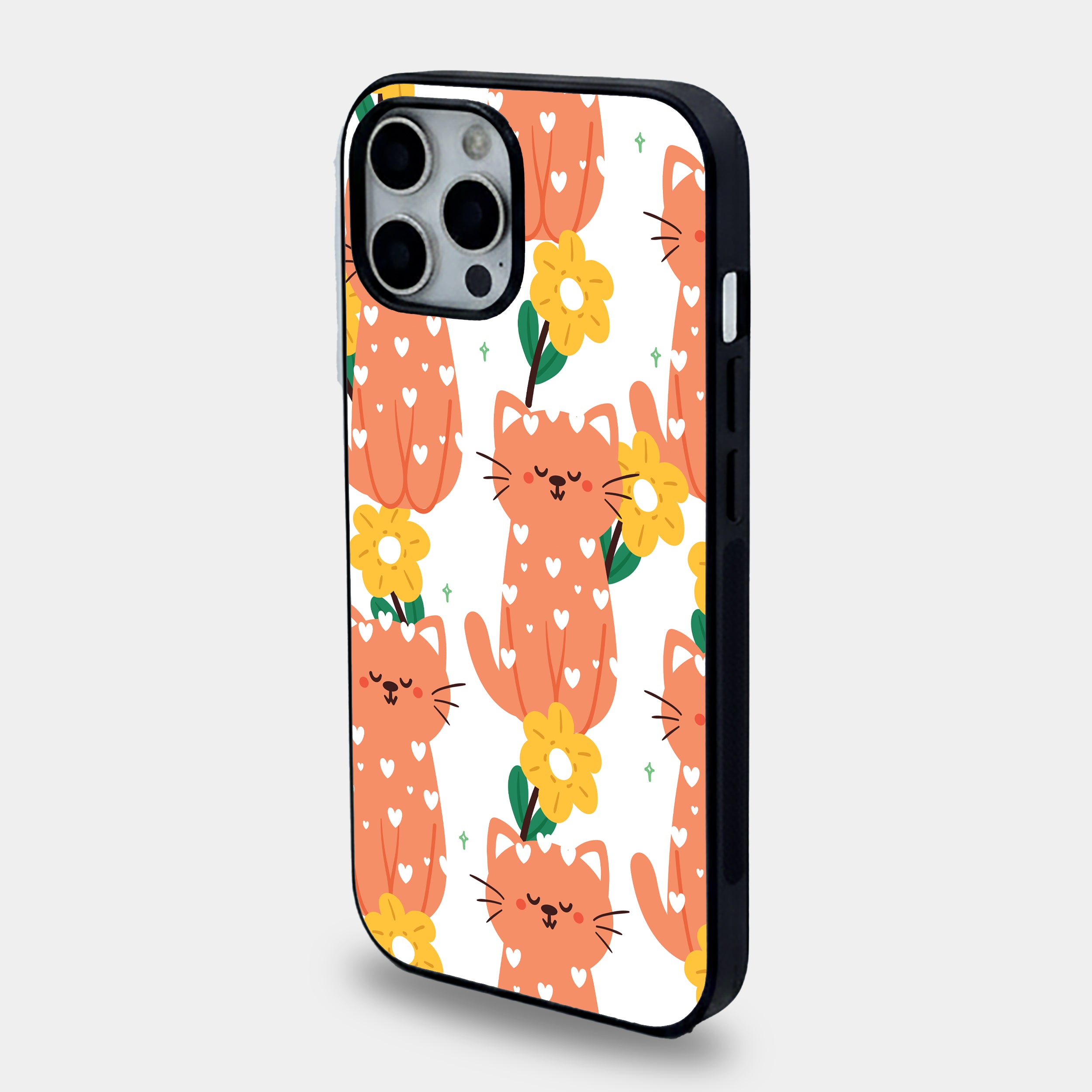 Sweet Heart Ginger Cat | Premium Glass iPhone Mobile Cover Case