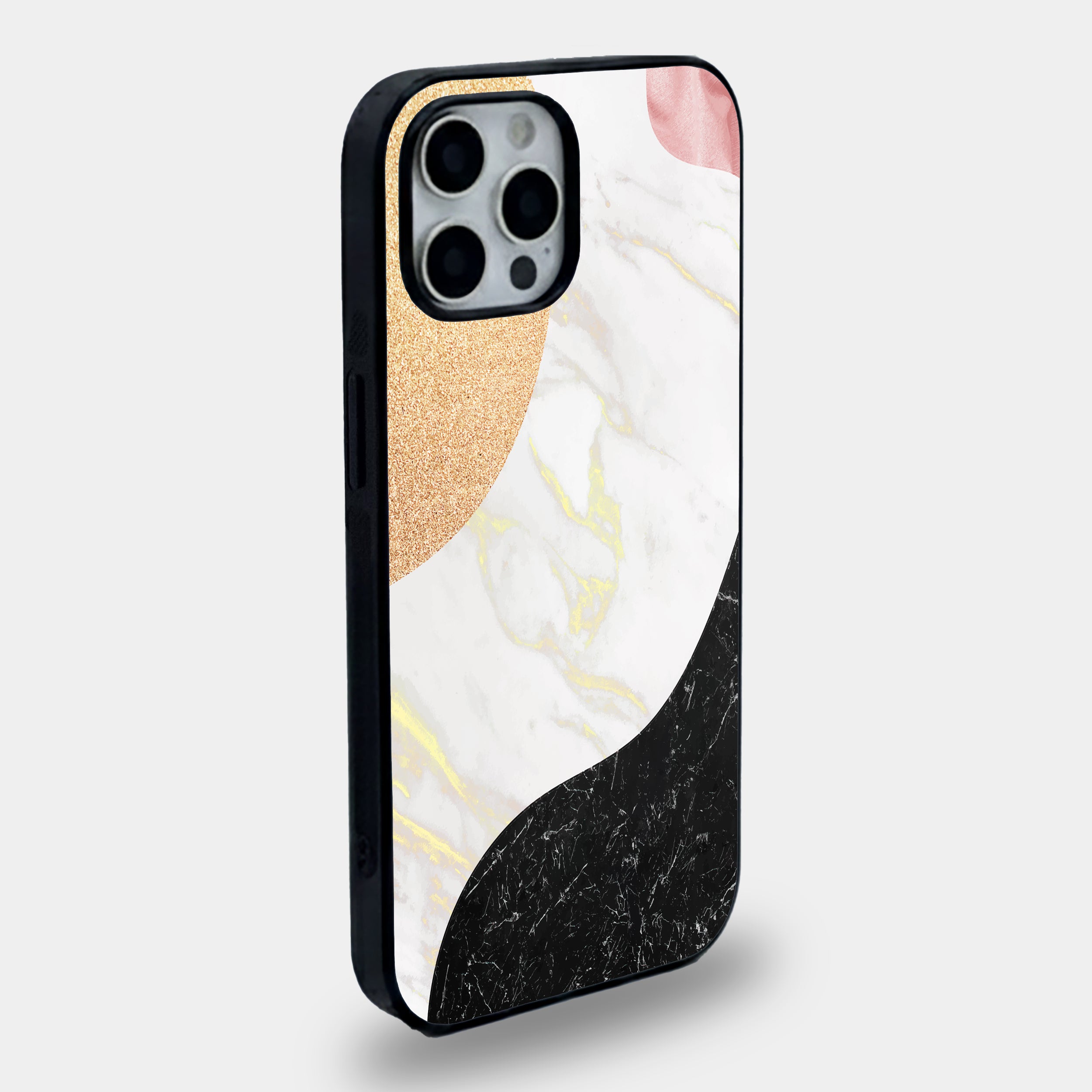 Luxury Abstract Marble & Gold Glitter | Premium Glass iPhone Mobile Cover Case