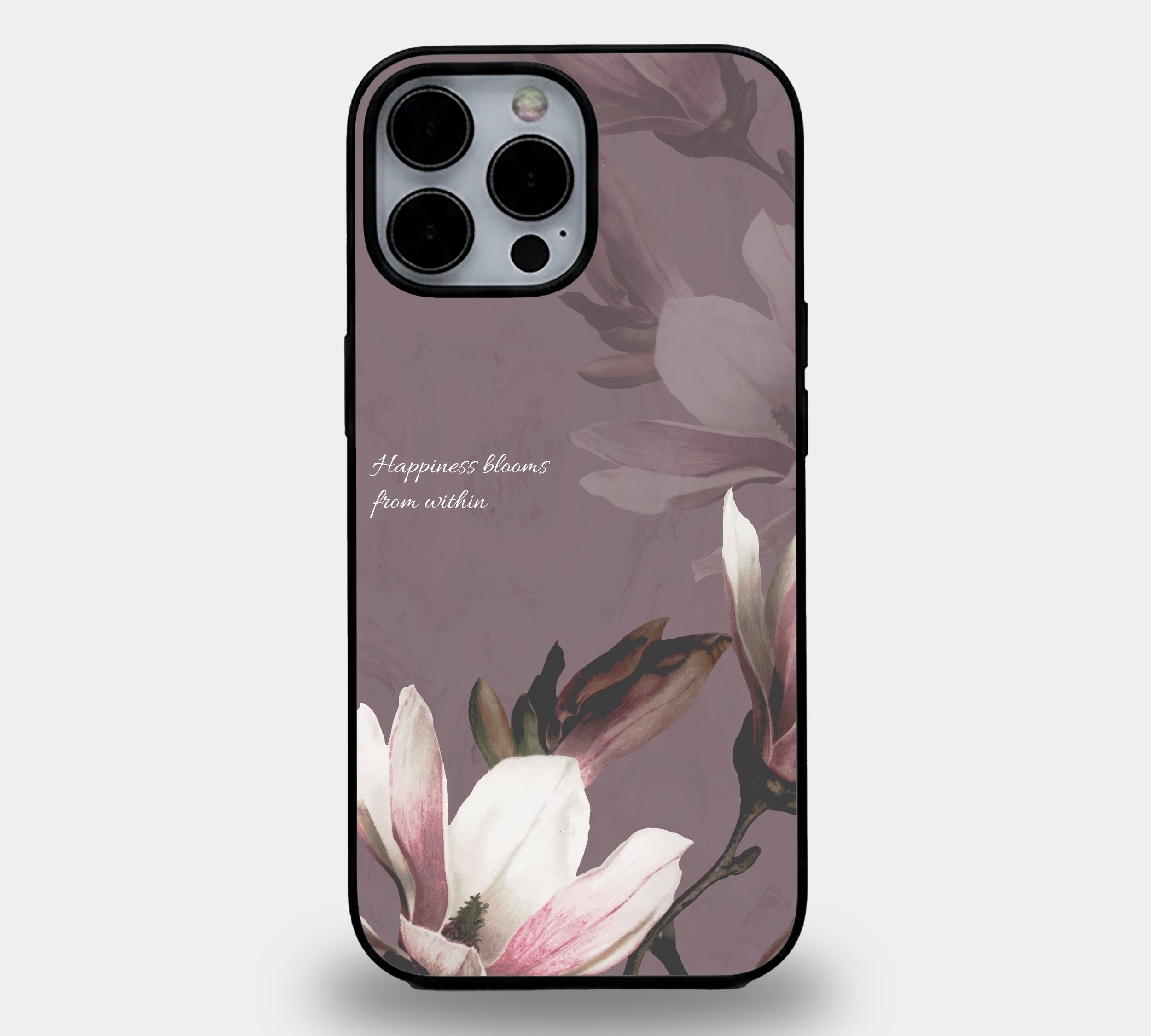 Happiness Blooms Magnolia | Premium Glass iPhone Mobile Cover Case