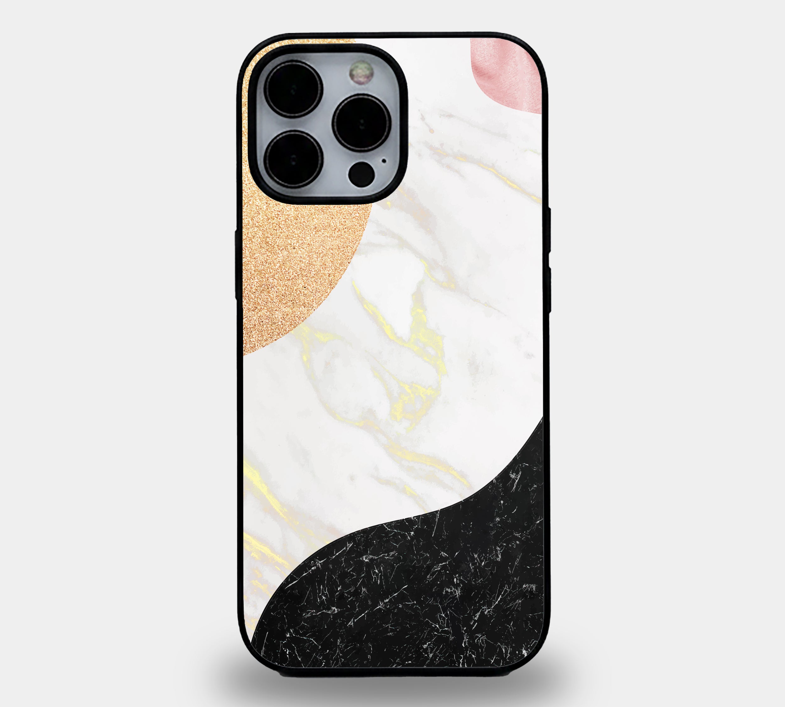 Luxury Abstract Marble & Gold Glitter | Premium Glass iPhone Mobile Cover Case