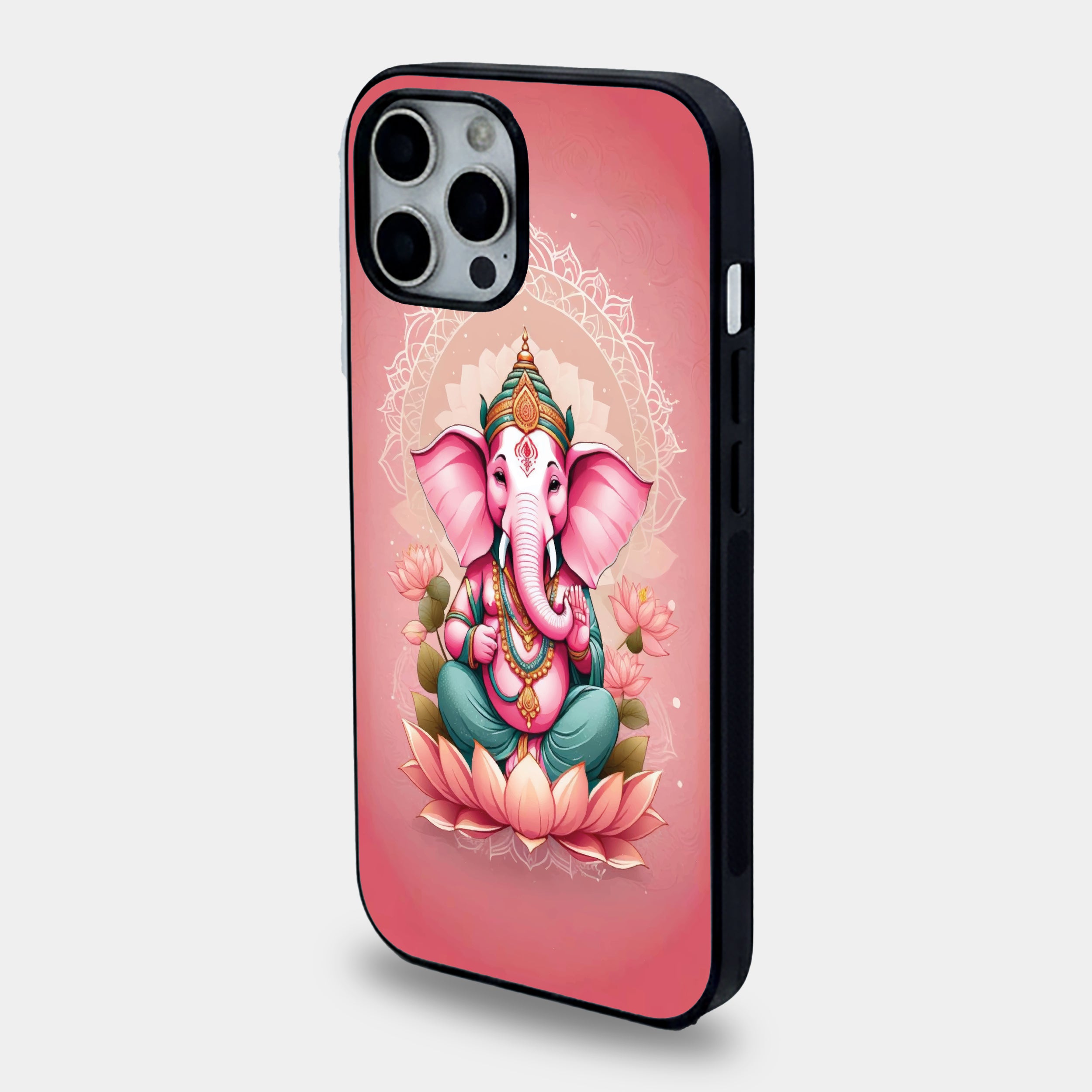 Lord Ganesha Lotus | Premium Glass iPhone Mobile Cover Case