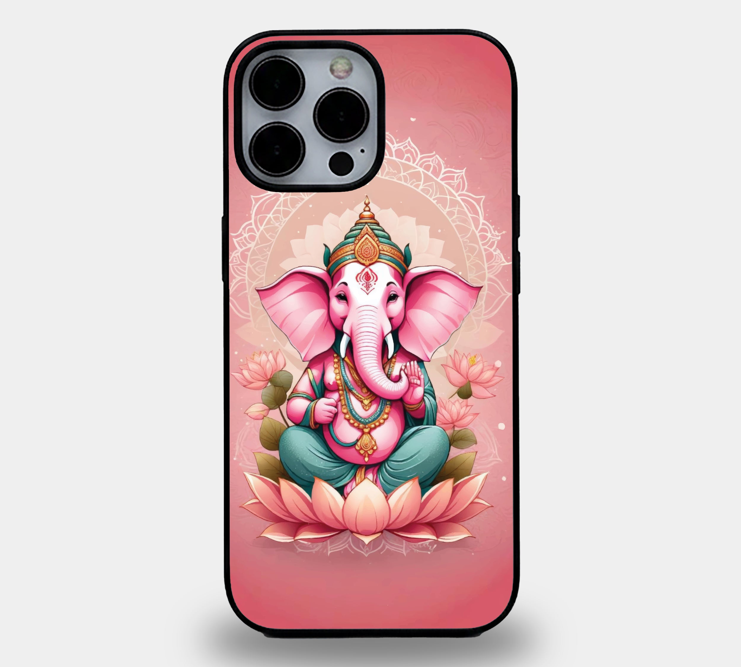 Lord Ganesha Lotus | Premium Glass iPhone Mobile Cover Case