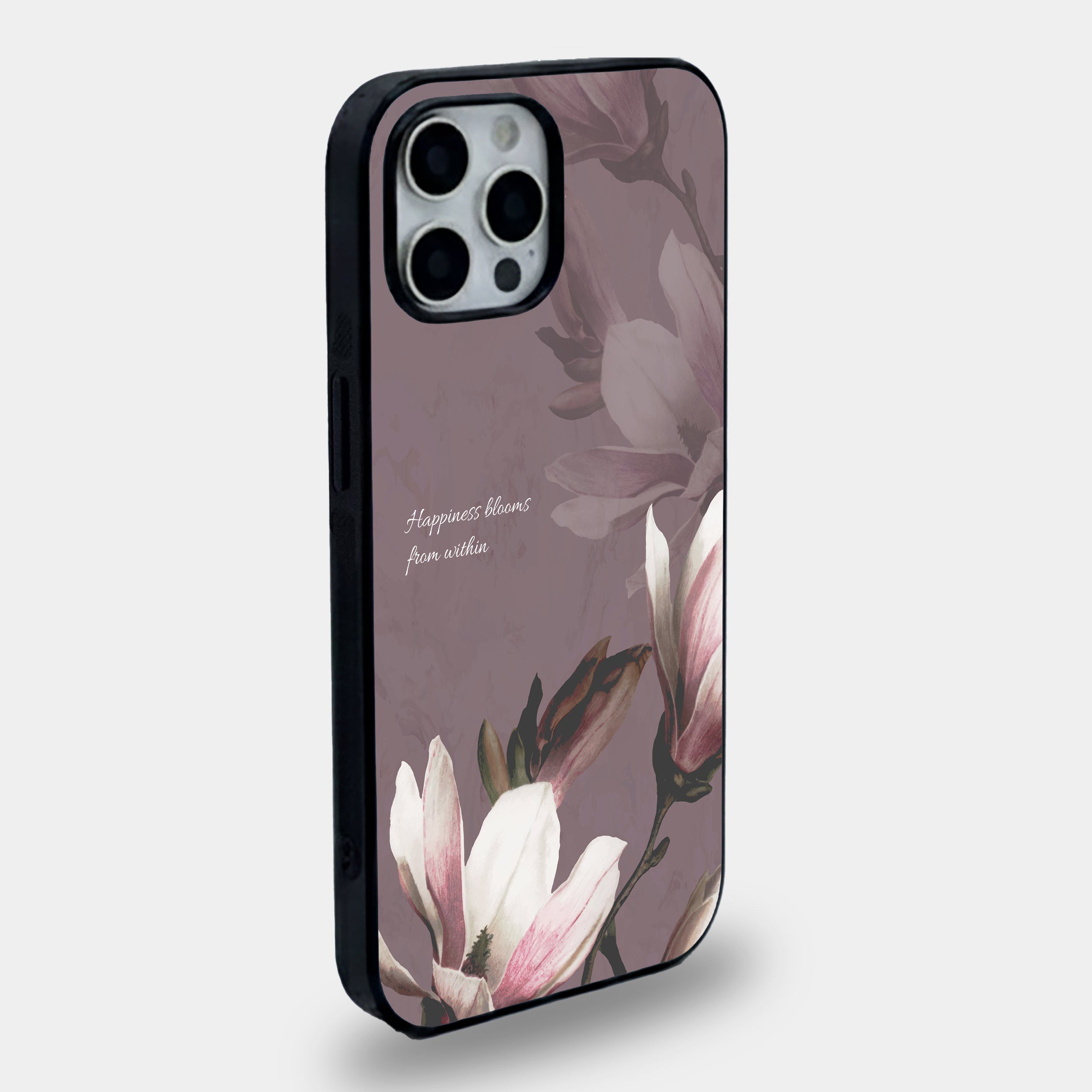 Happiness Blooms Magnolia | Premium Glass iPhone Mobile Cover Case