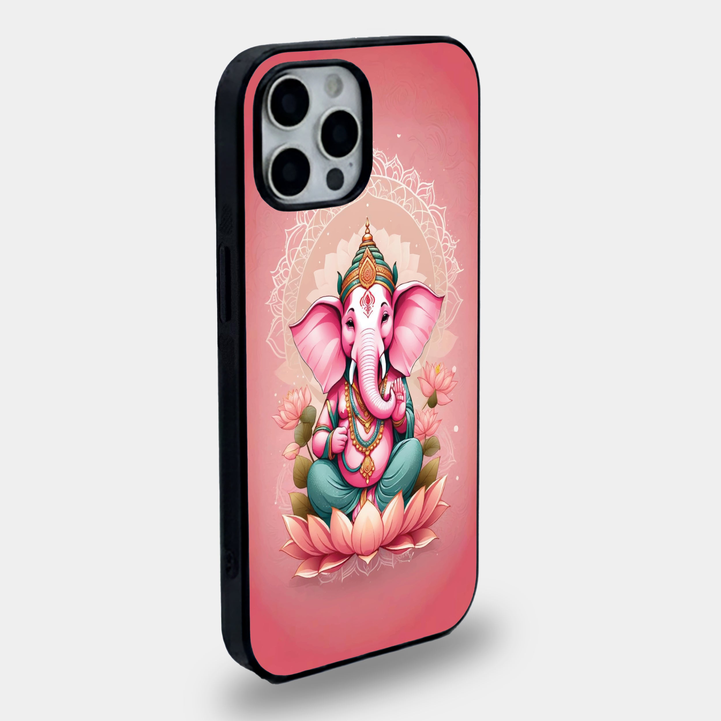 Lord Ganesha Lotus | Premium Glass iPhone Mobile Cover Case