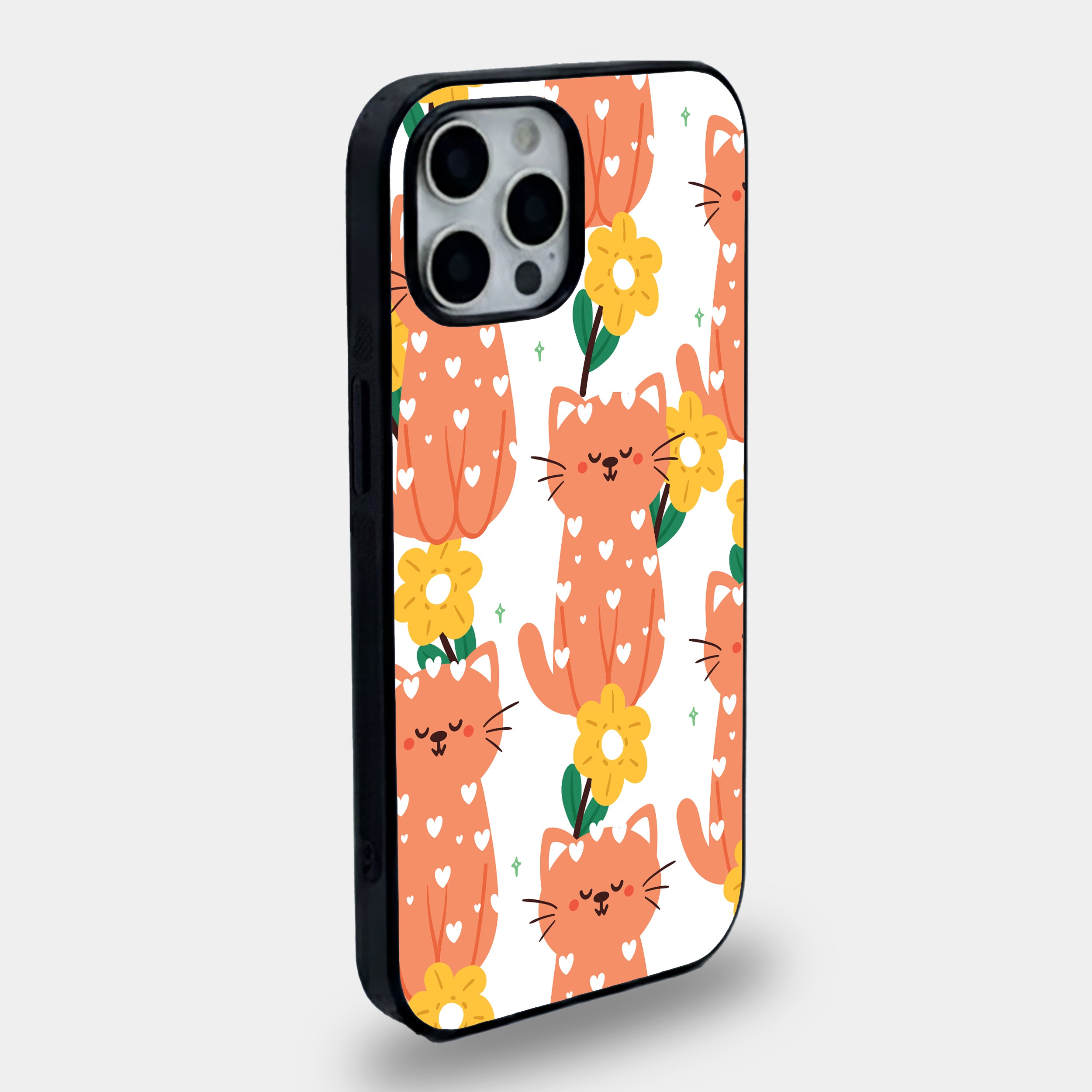 Sweet Heart Ginger Cat | Premium Glass iPhone & Samsung Mobile Cover Case