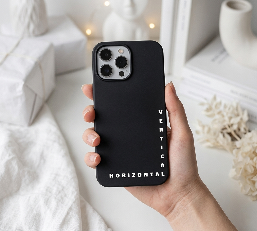 Minimalist Typography Text Art - Vertical Horizontal Edition | Premium Glass iPhone & Samsung Mobile Cover Case