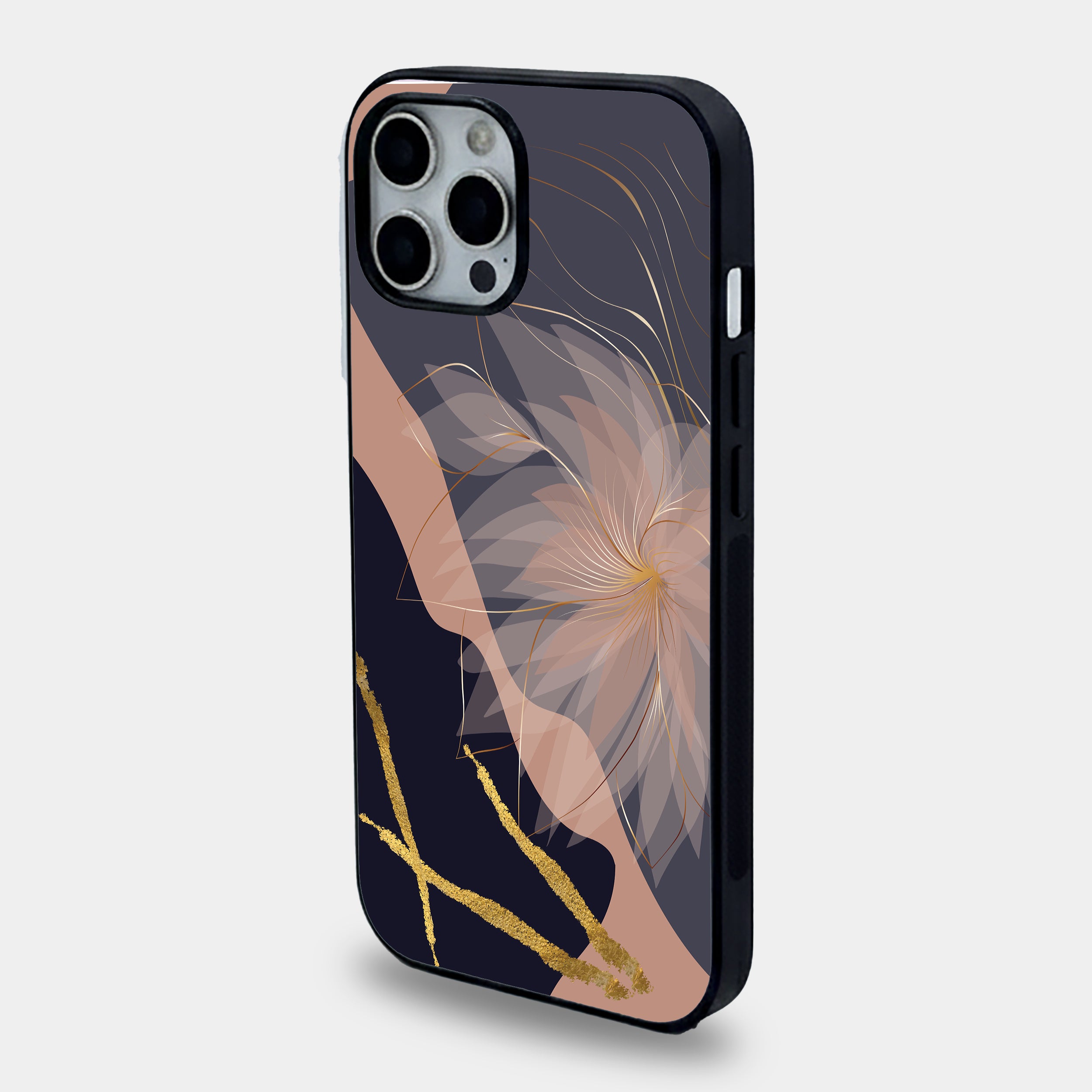 Gilded Petals Abstract Floral | Premium Glass iPhone Mobile Cover Case