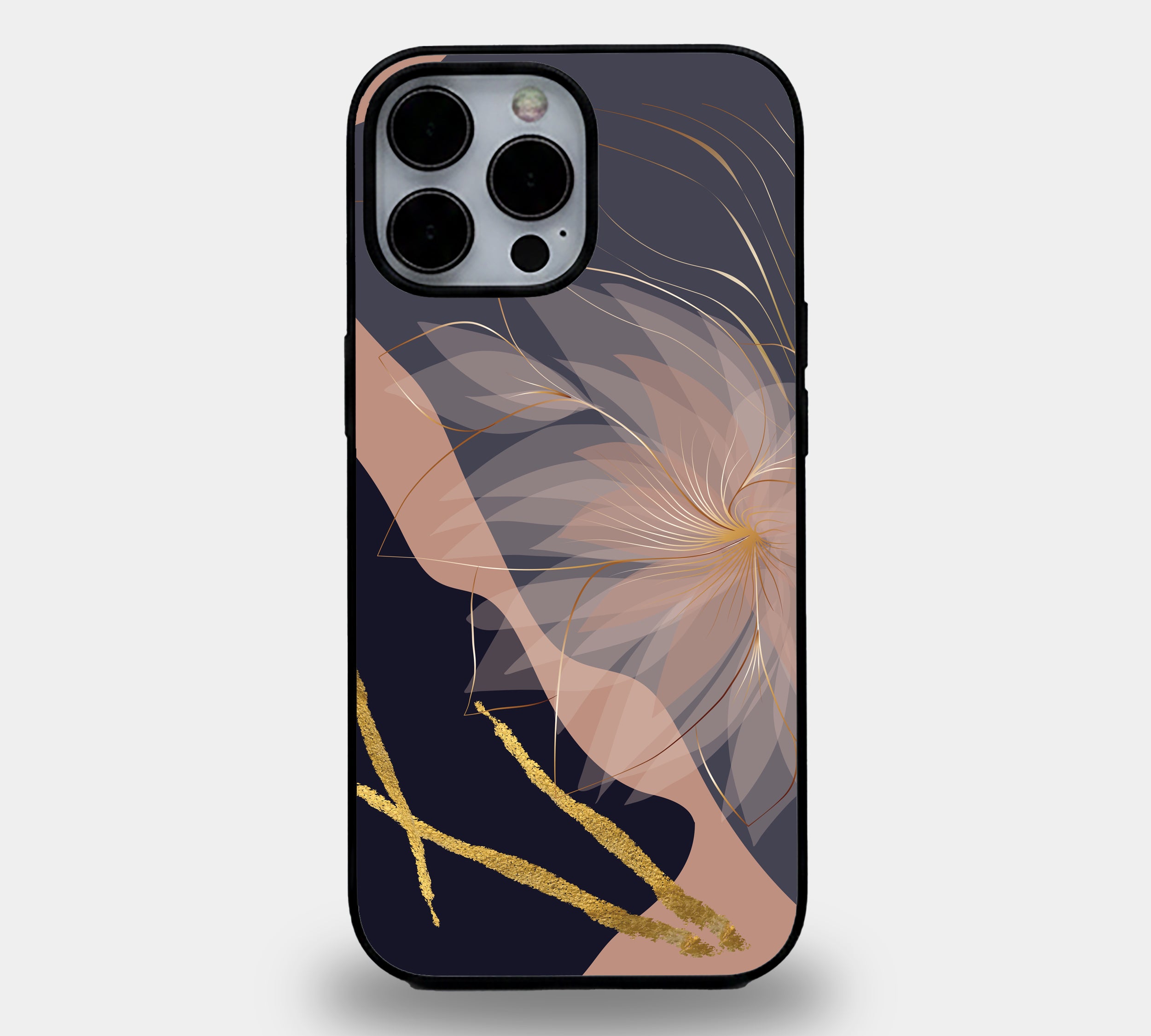 Gilded Petals Abstract Floral | Premium Glass iPhone Mobile Cover Case