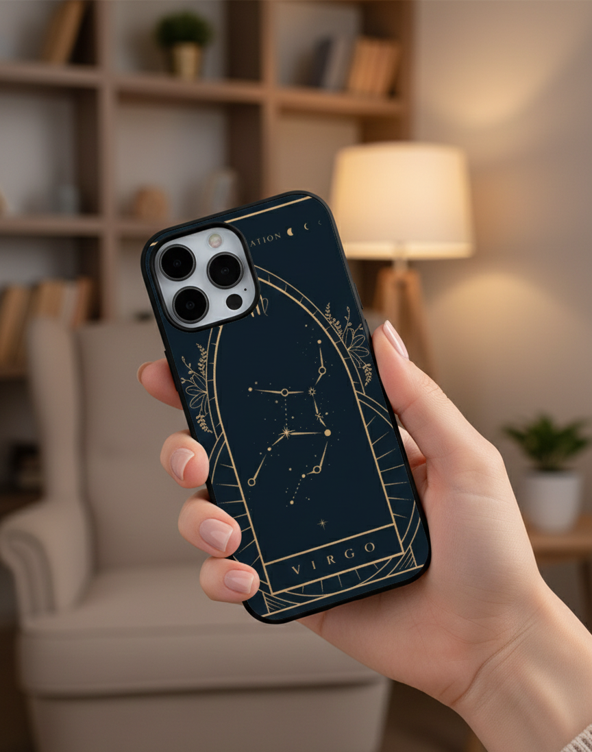 Celestial Virgo Constellation | Premium Glass iPhone Mobile Cover Case