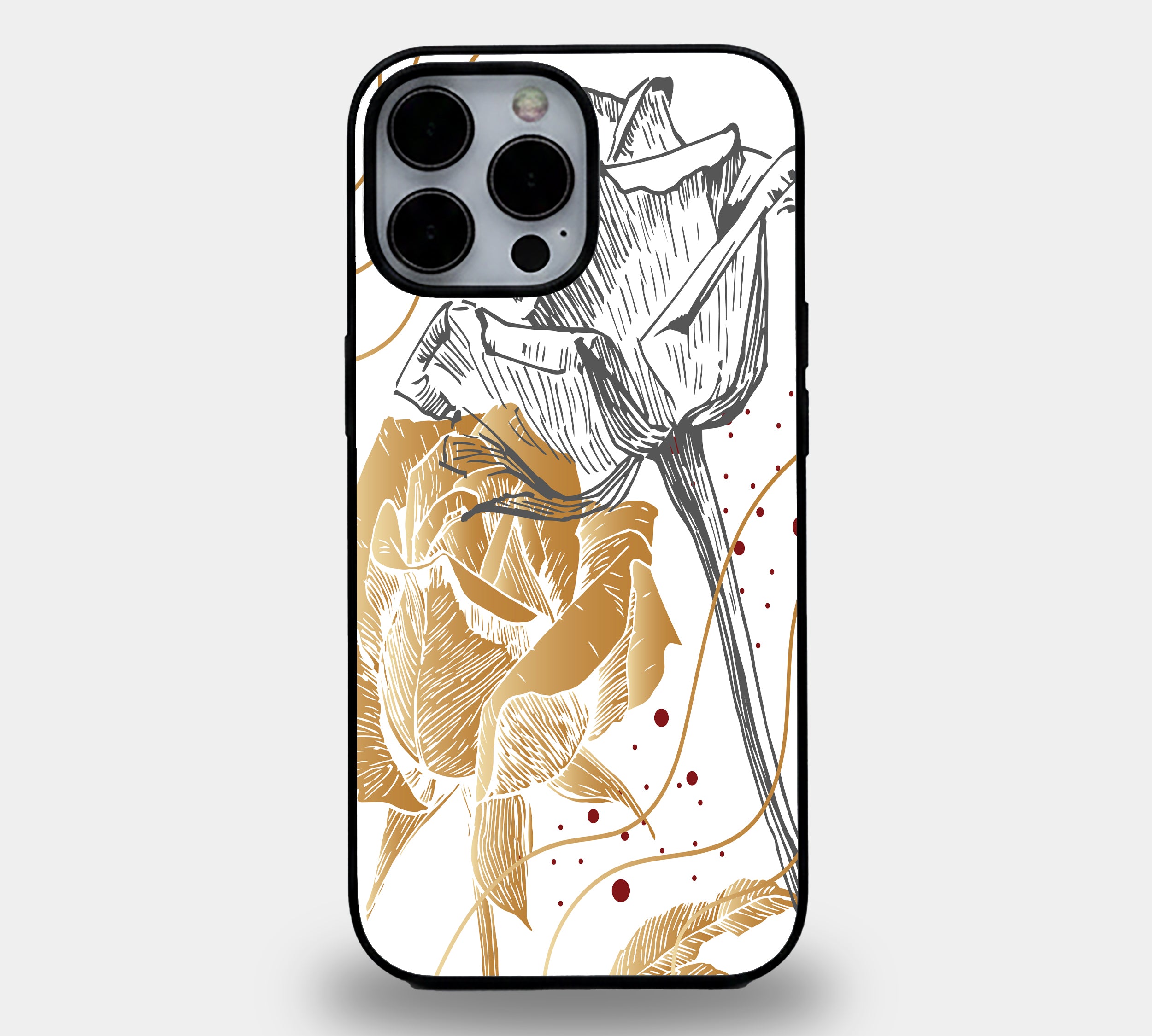 Sketch Rose Elegance | Premium Glass iPhone Mobile Cover Case