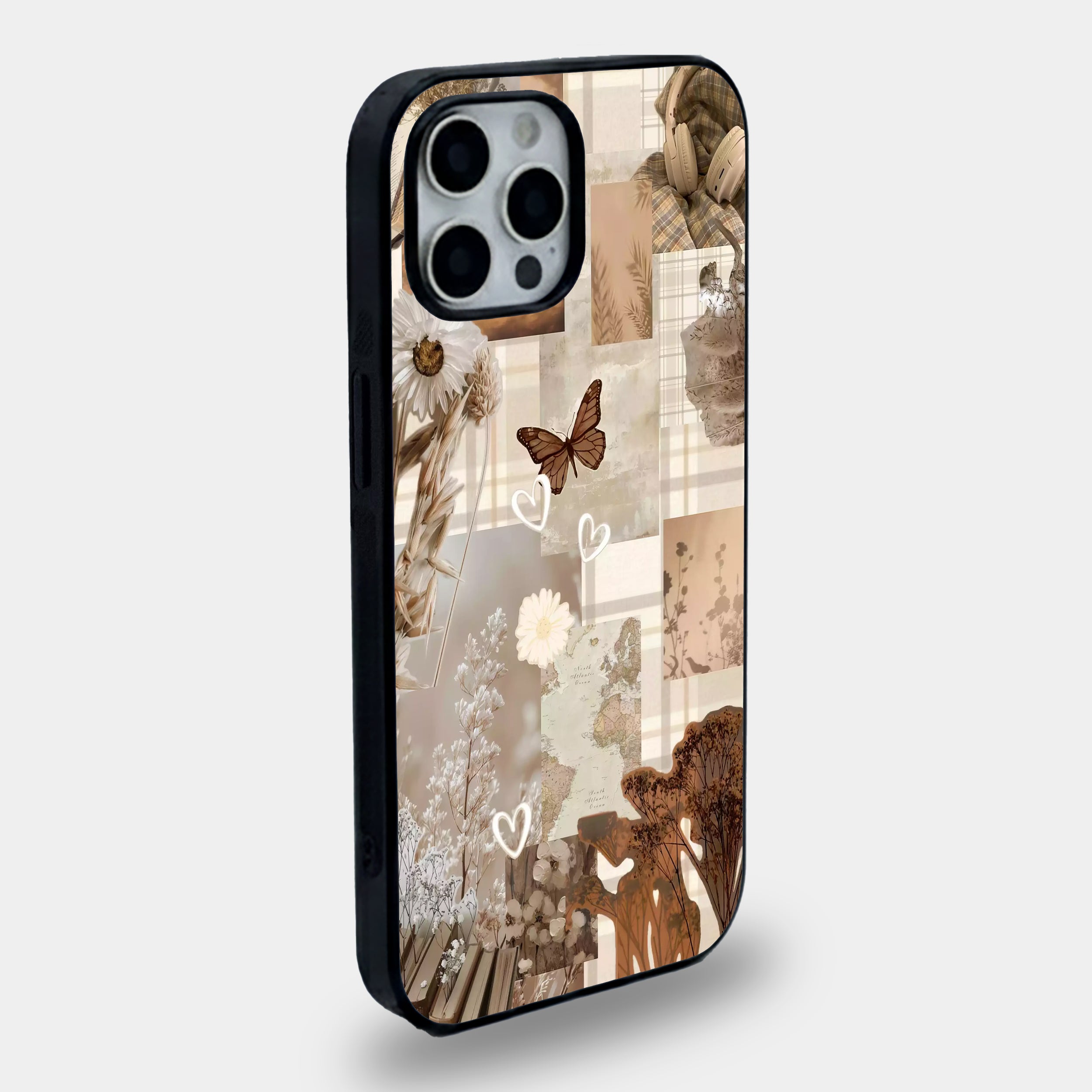 Vintage Brown Collage | Premium Glass iPhone & Samsung Mobile Cover Case