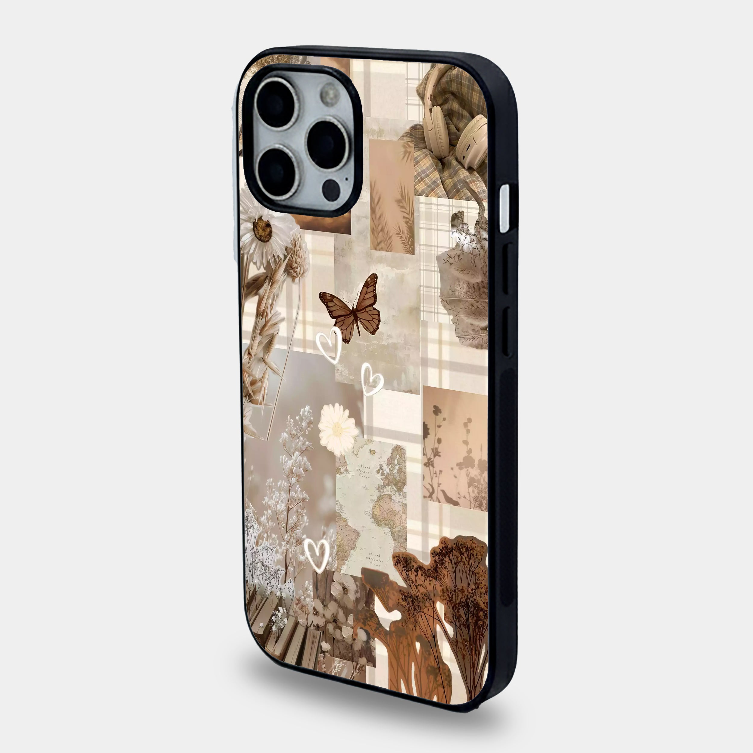 Vintage Brown Collage | Premium Glass iPhone & Samsung Mobile Cover Case
