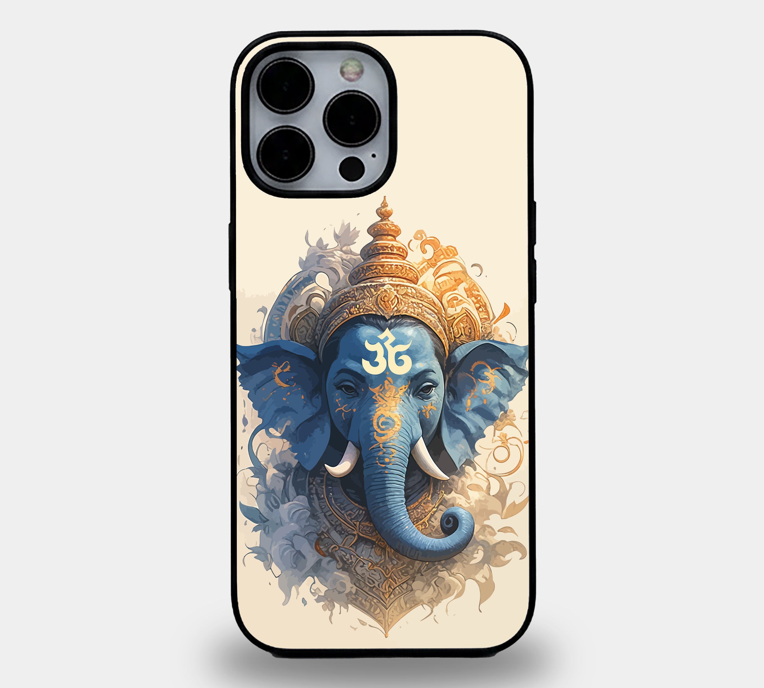 Celestial Blue Ganesha Portrait | Premium Glass iPhone Mobile Cover Case