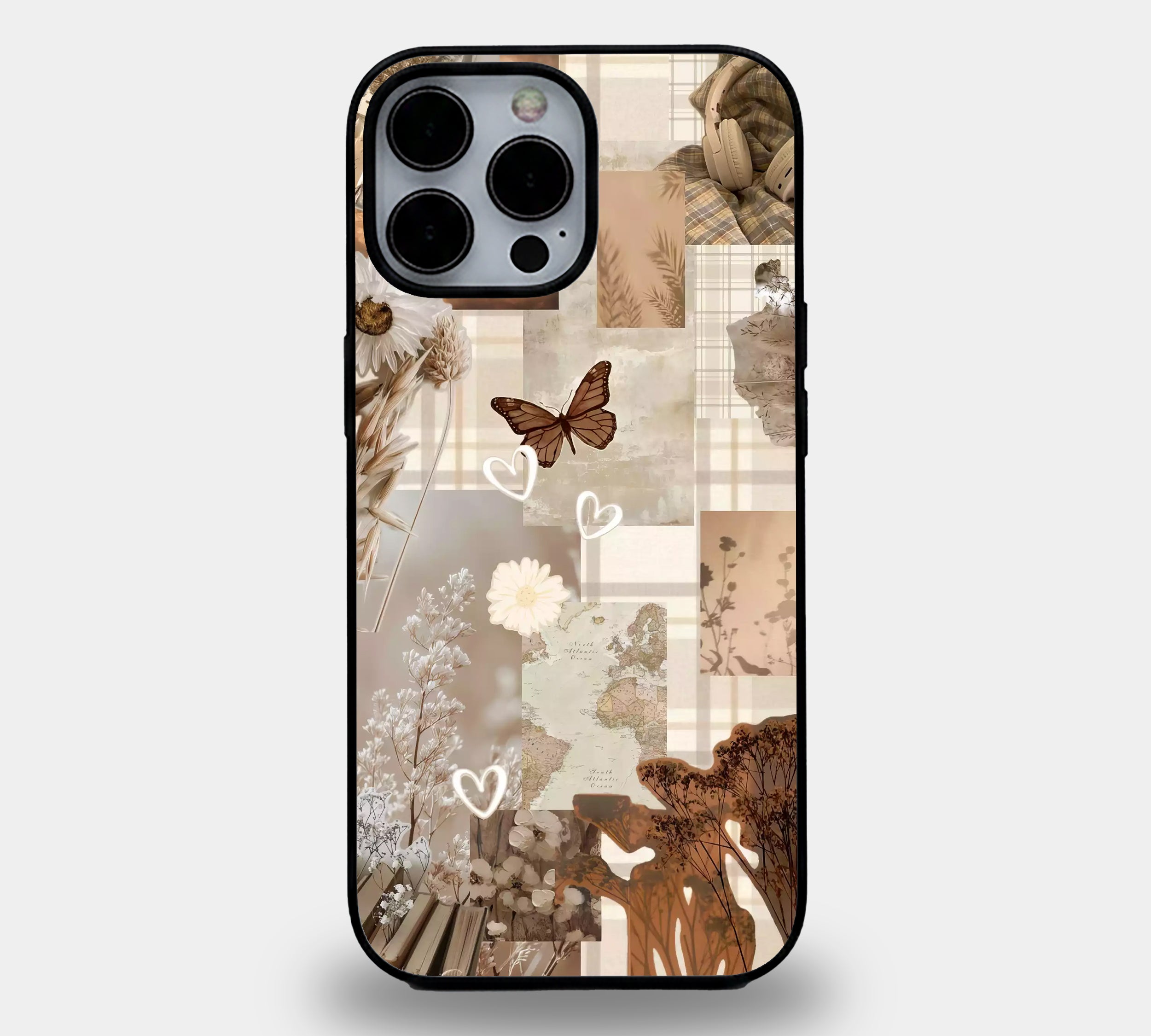Vintage Brown Collage | Premium Glass iPhone & Samsung Mobile Cover Case