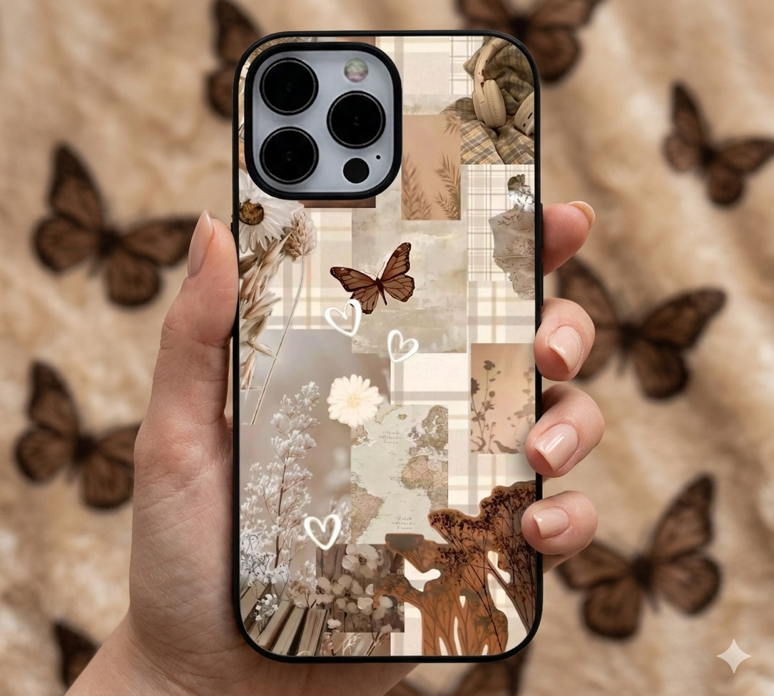 Vintage Brown Collage | Premium Glass iPhone & Samsung Mobile Cover Case