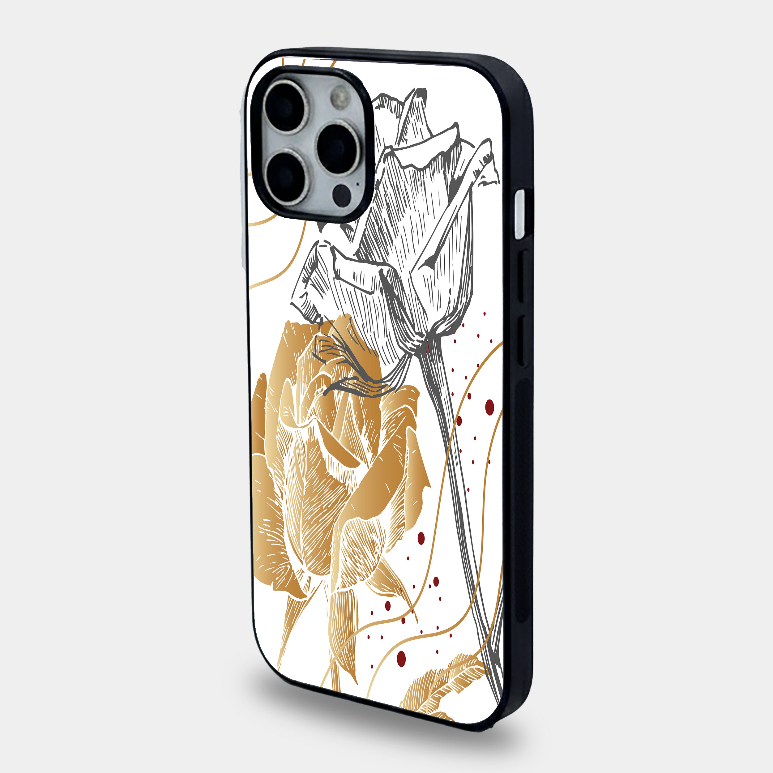 Sketch Rose Elegance | Premium Glass iPhone Mobile Cover Case