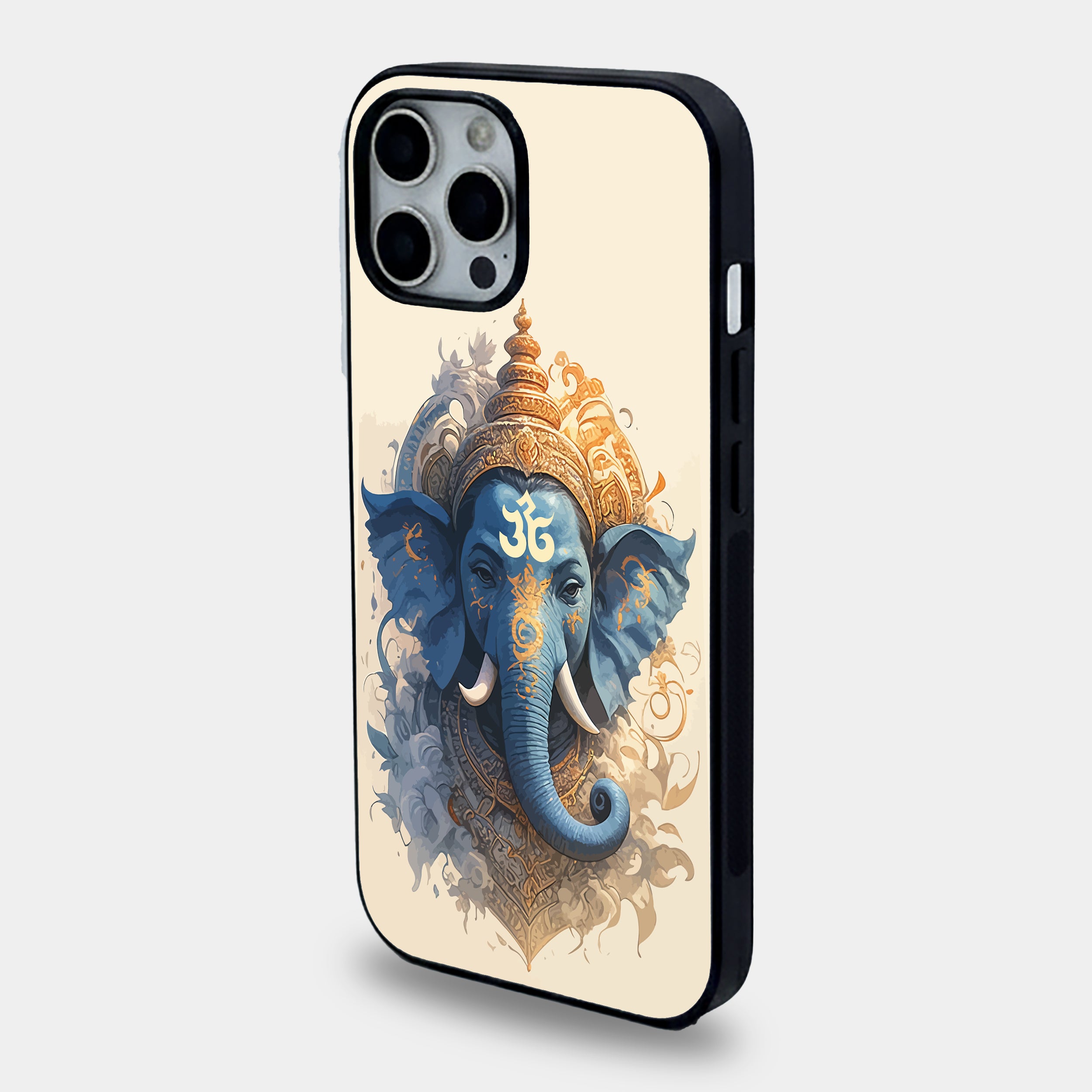 Celestial Blue Ganesha Portrait | Premium Glass iPhone Mobile Cover Case