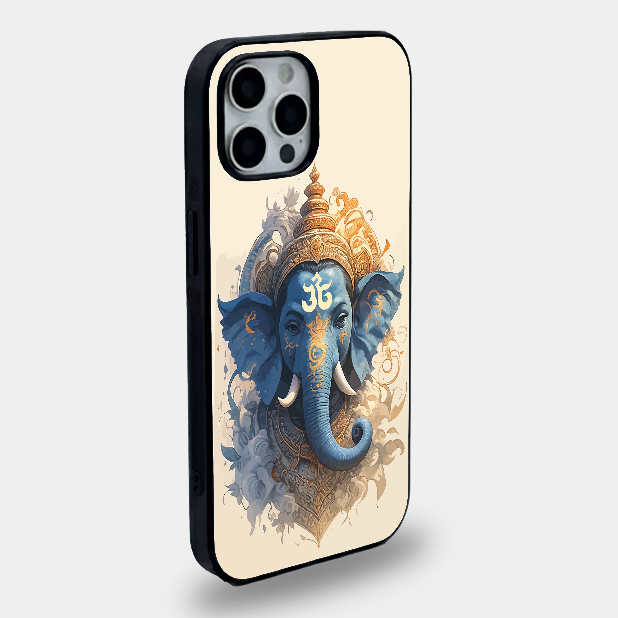 Celestial Blue Ganesha Portrait | Premium Glass iPhone Mobile Cover Case