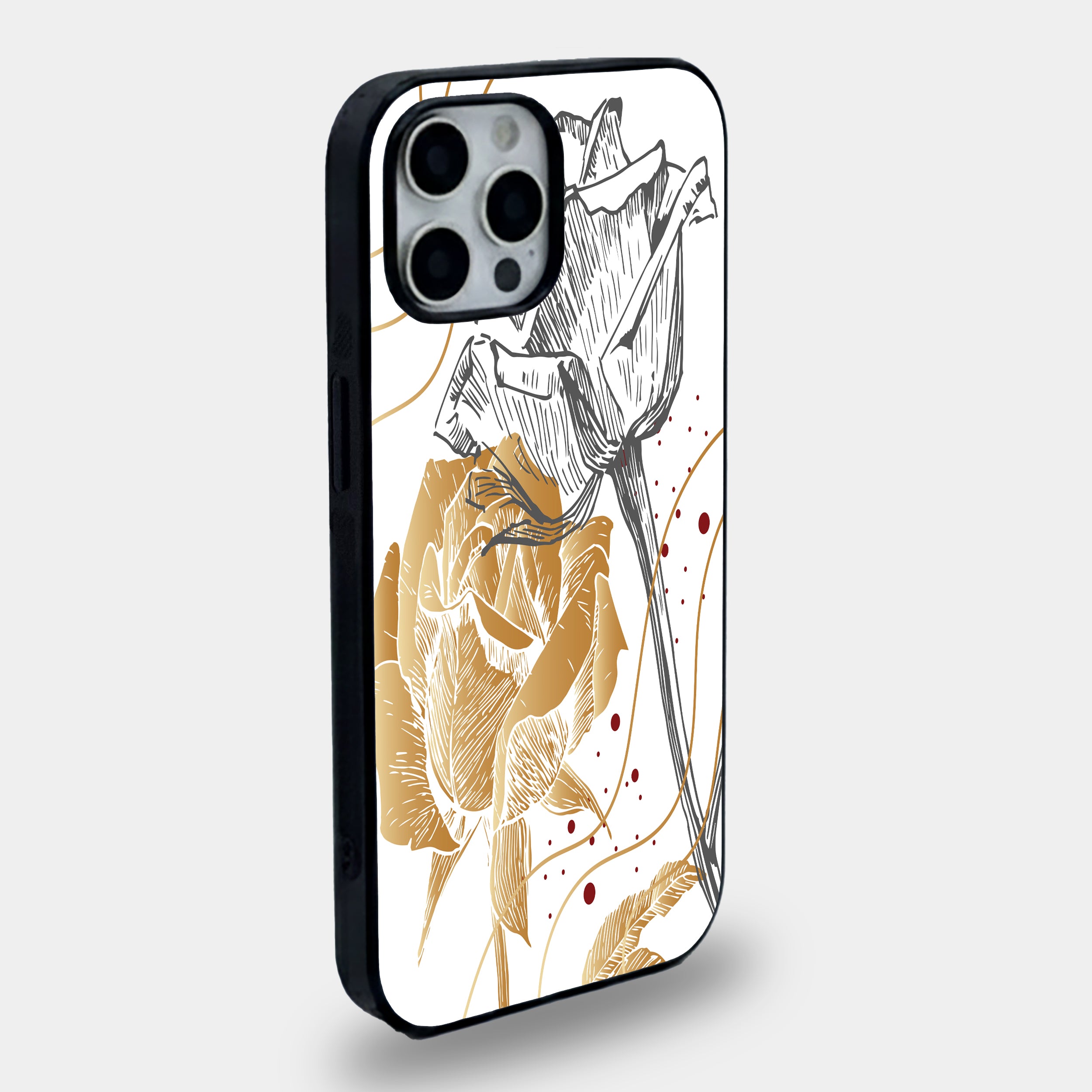 Sketch Rose Elegance | Premium Glass iPhone Mobile Cover Case