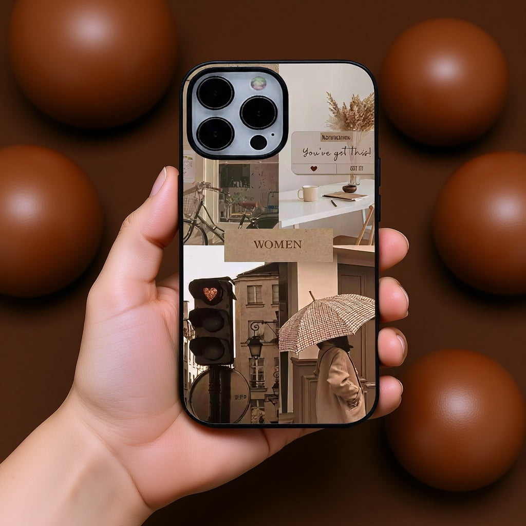 The "Serenity" Aesthetic - Minimalist Collage Art | Premium Glass iPhone & Samsung Mobile Cover Case